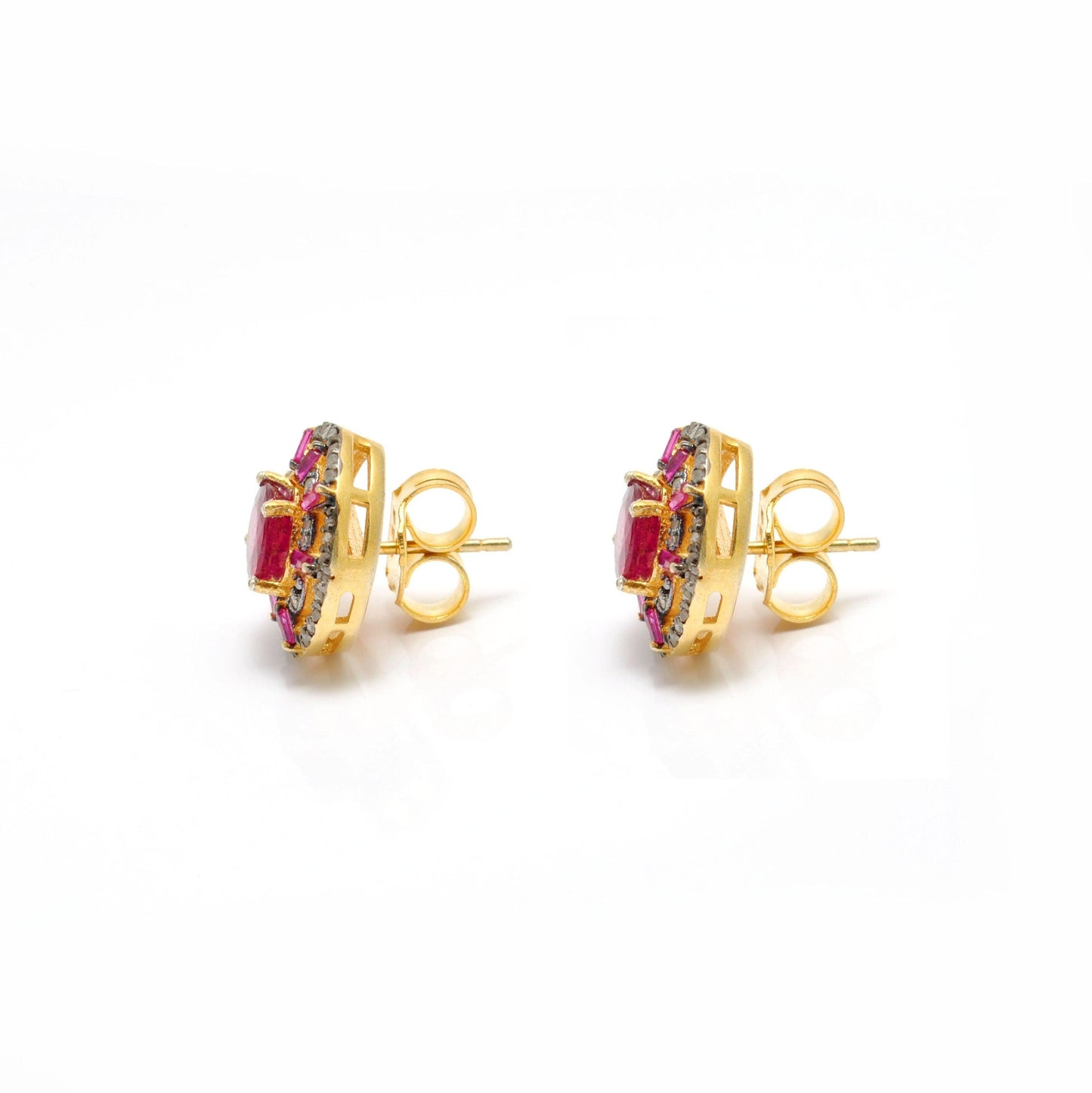 Ruby Diamond Stud Earring Jewelry Kanish