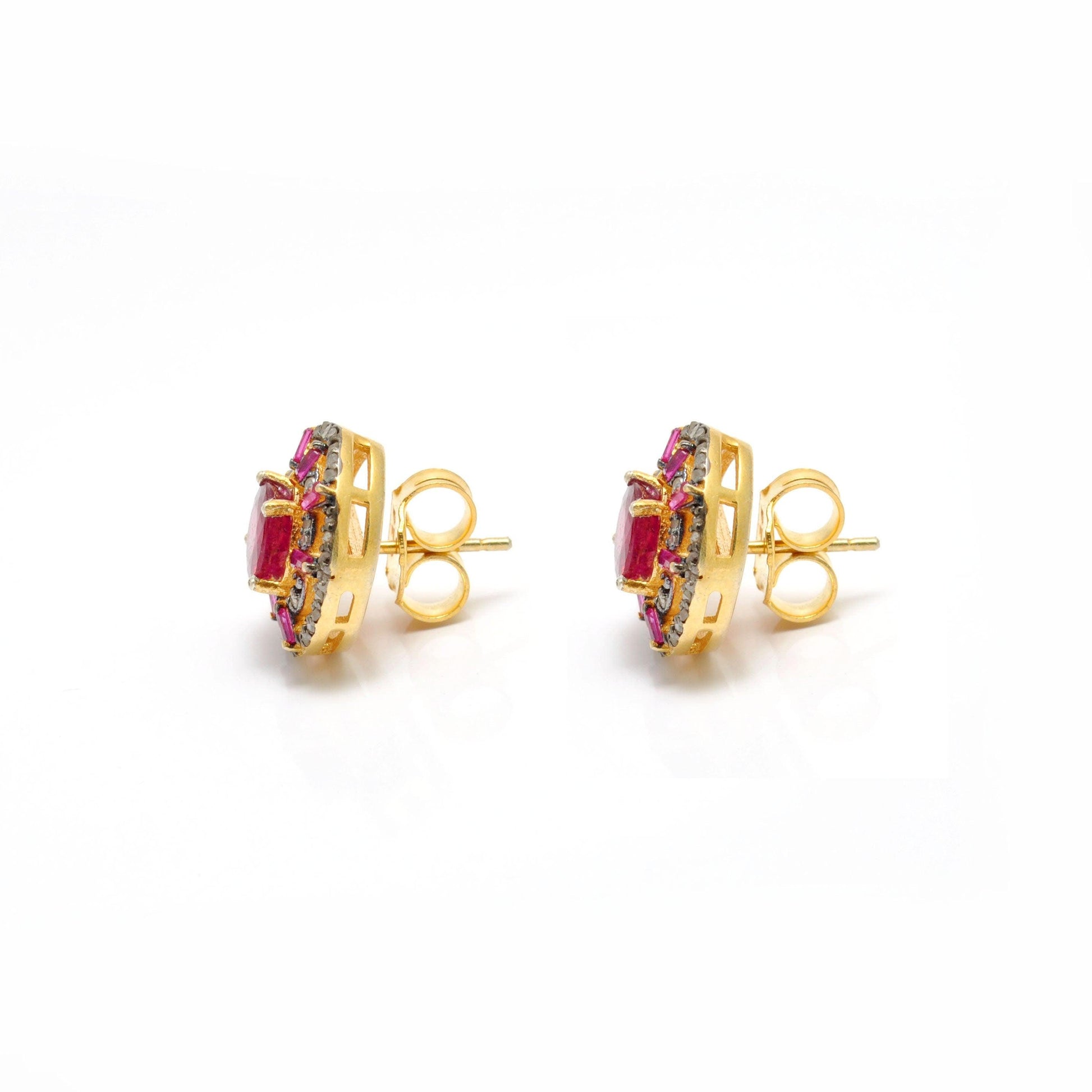 Ruby Diamond Stud Earring Jewelry Kanish