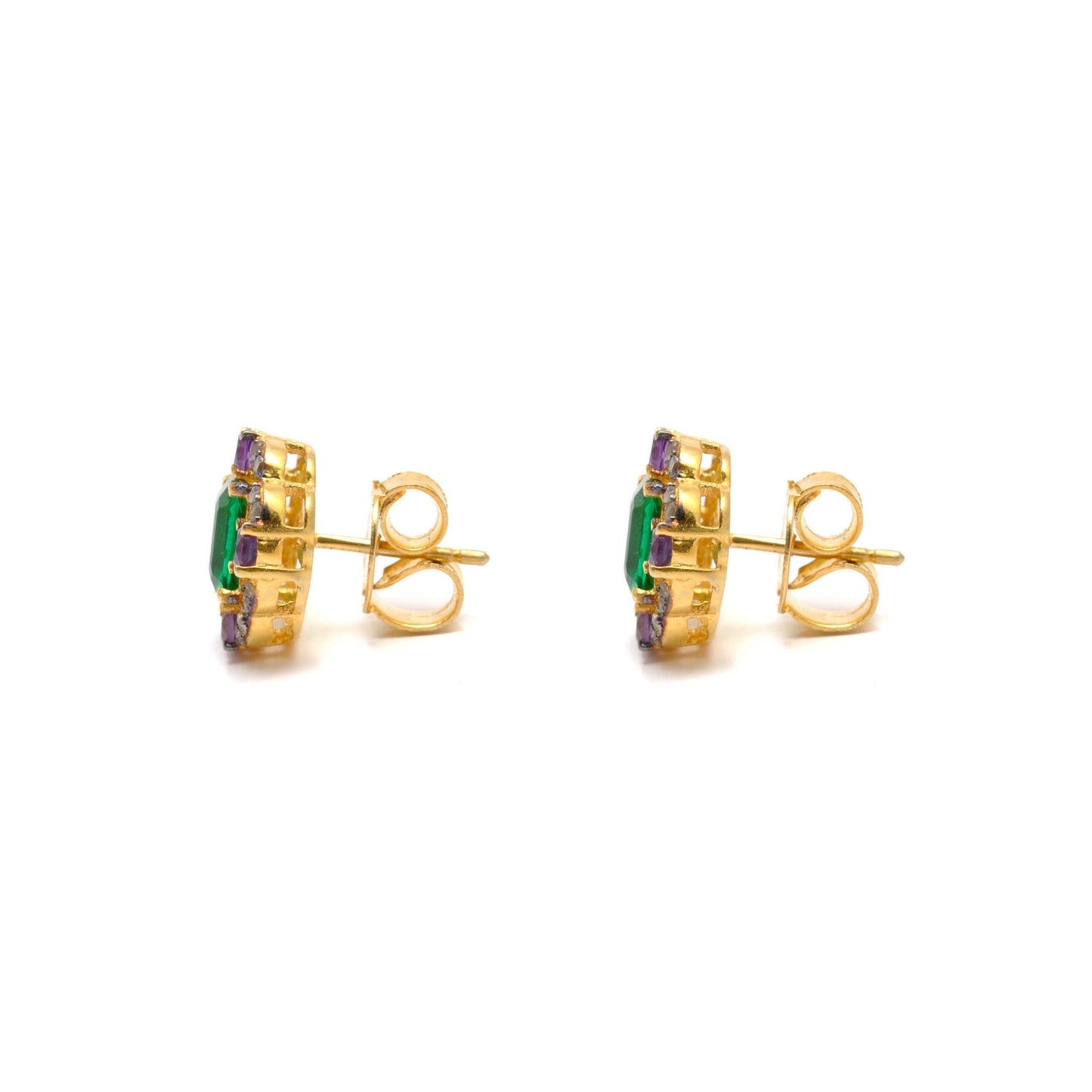 Baguette Emerald Diamond Silver Stud Amethyst Jewelry Kanish