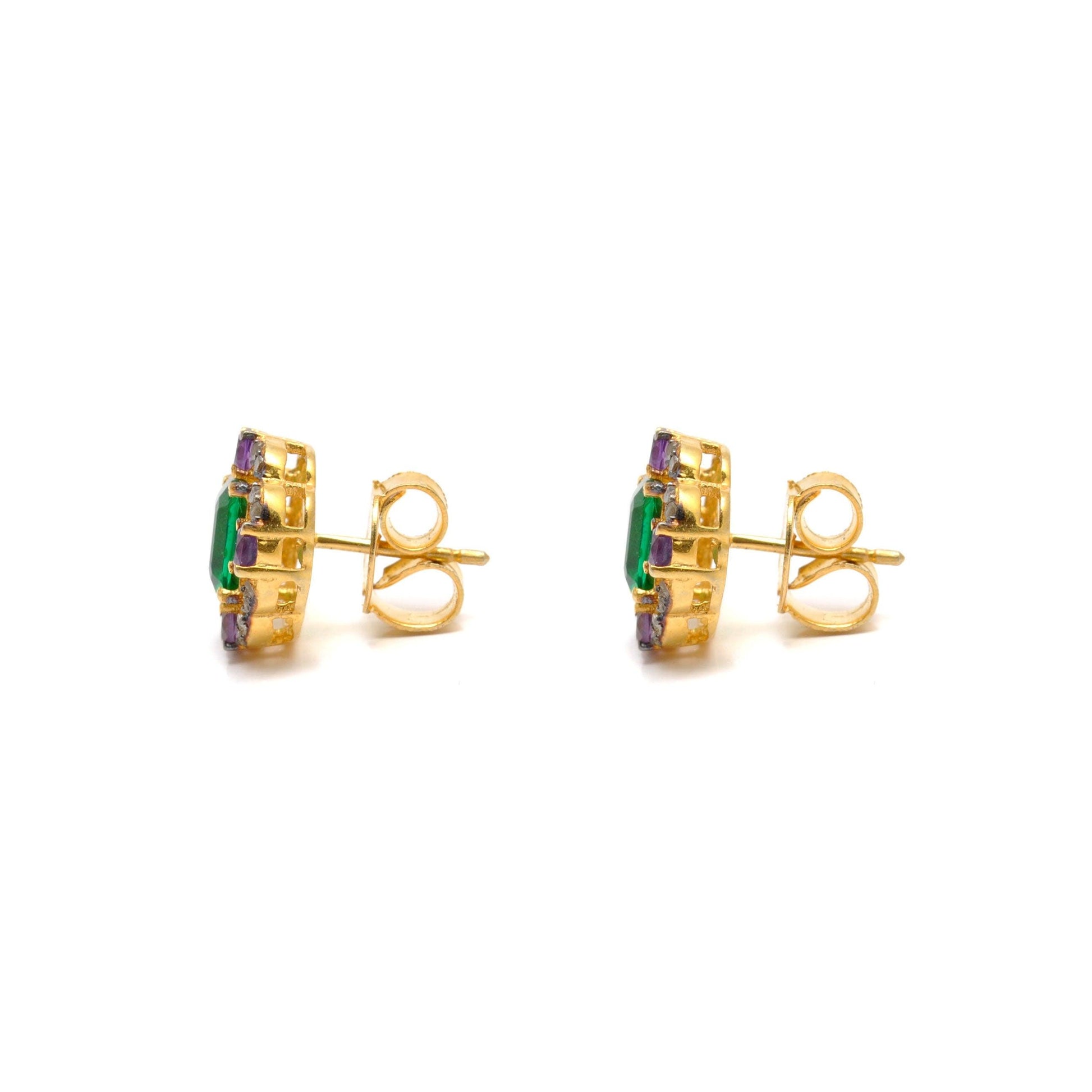 Baguette Emerald Diamond Silver Stud Amethyst Jewelry Kanish