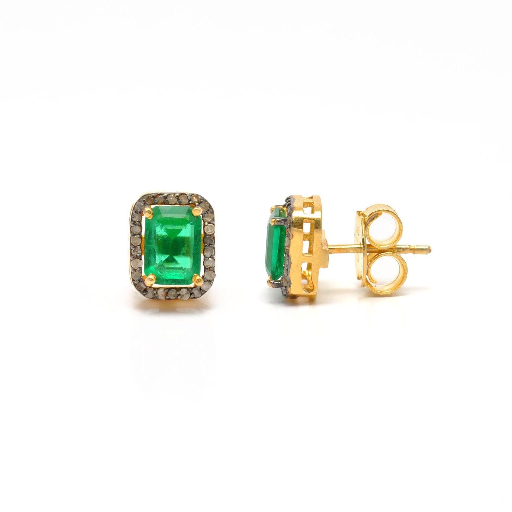 Emerald diamond studs Jewelry Kanish