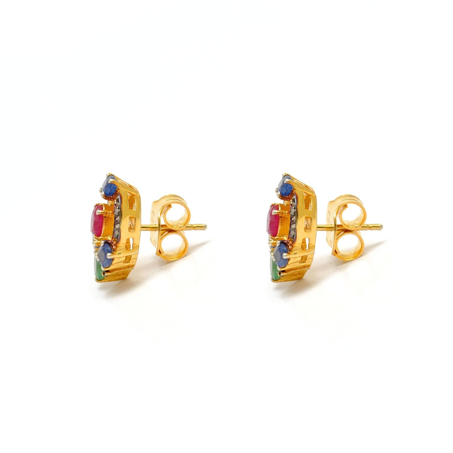 Multi Stone Ruby Emerald Sapphire Earring Kanish