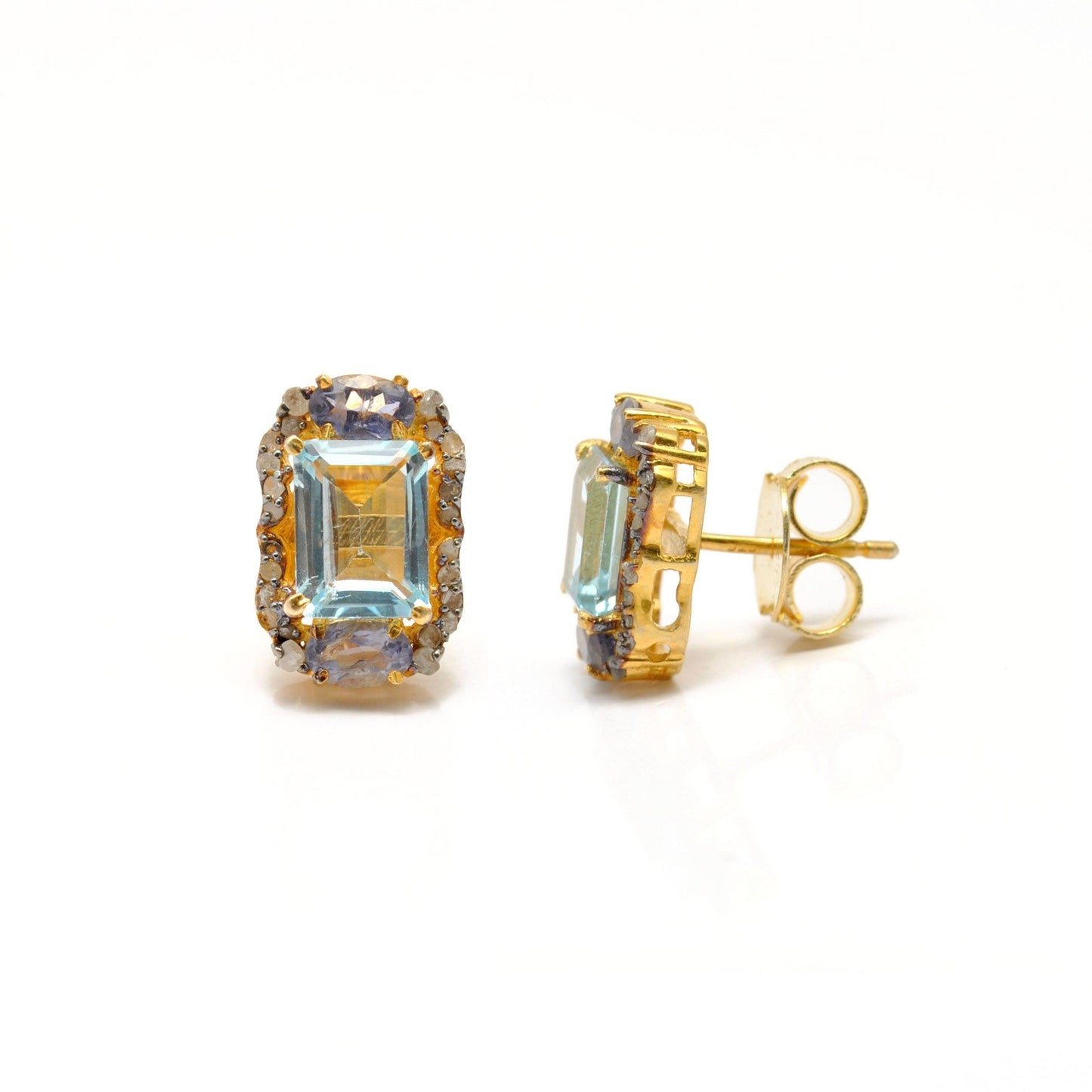 Blue Topaz Diamond Earrings Stud Earring Kanish