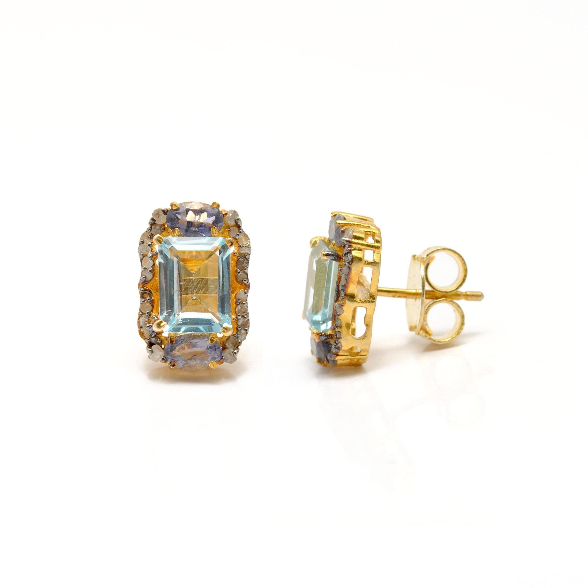 Blue Topaz Diamond Earrings Stud Earring Kanish