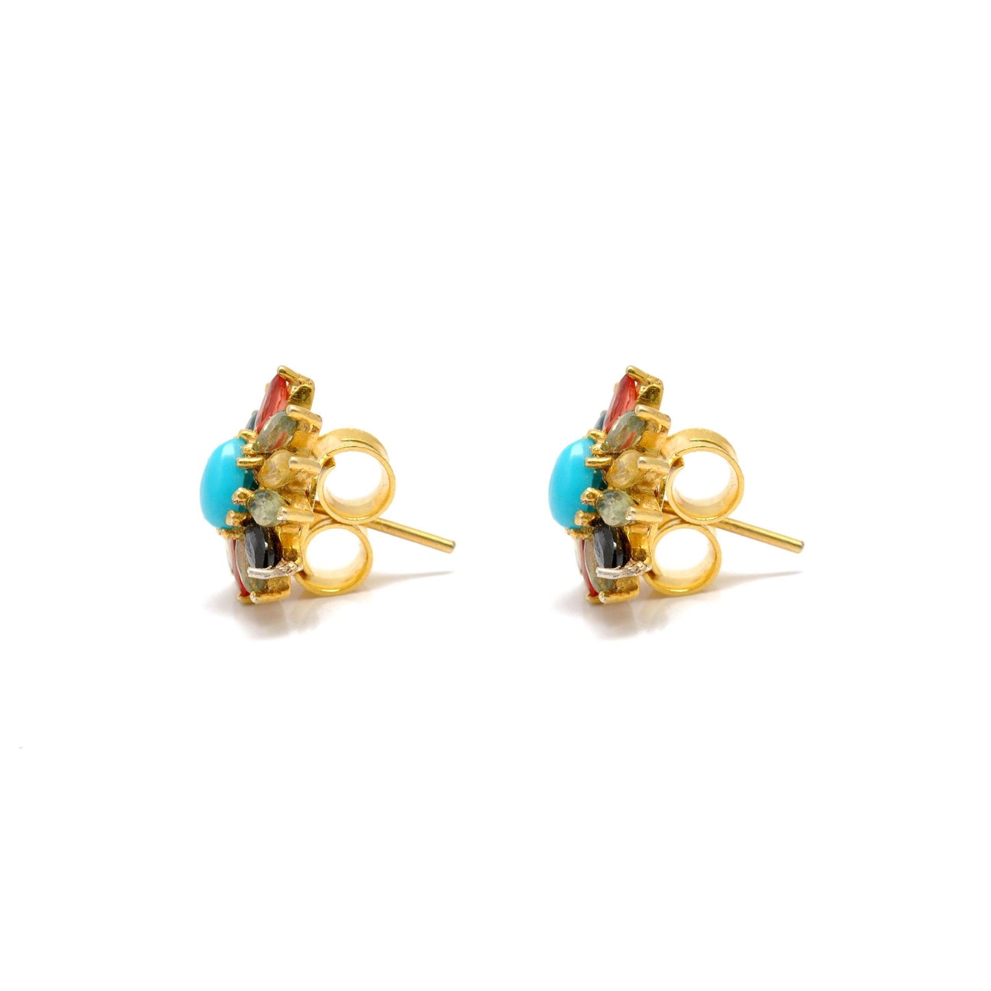 Natural Turquoise Multi Stone Stud Earring Kanish
