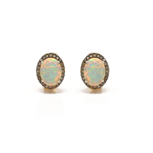 Ethiopian Opal Diamond Stud Earring Gift For Her - Kanish