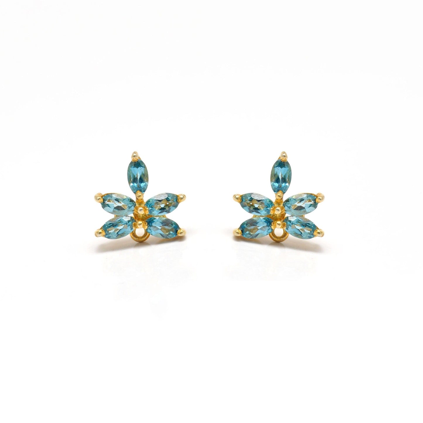 Natural Blue Topaz Stud Earring Silver Jewelry - Kanish