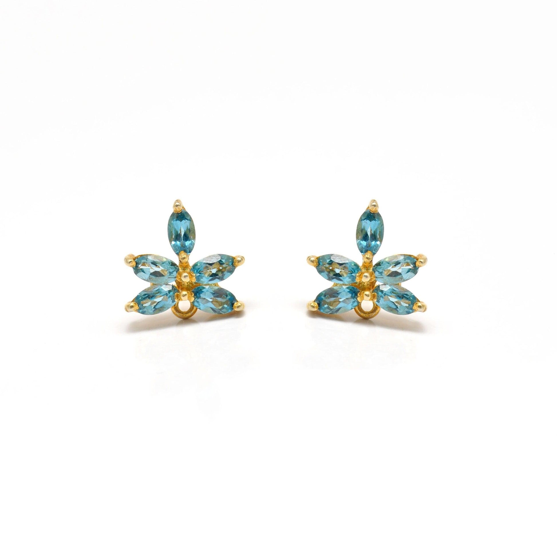 Natural Blue Topaz Stud Earring Silver Jewelry - Kanish