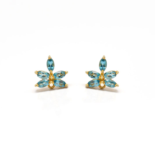 Natural Blue Topaz Stud Earring Silver Jewelry - Kanish