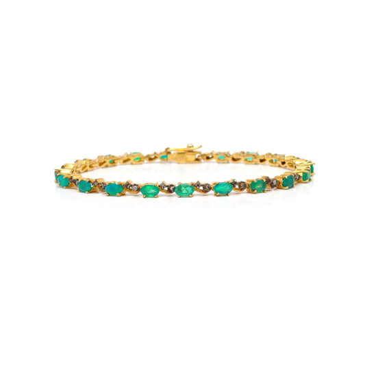 18k Gold Green Opal Bracelet Diamond Jewelry - Kanish