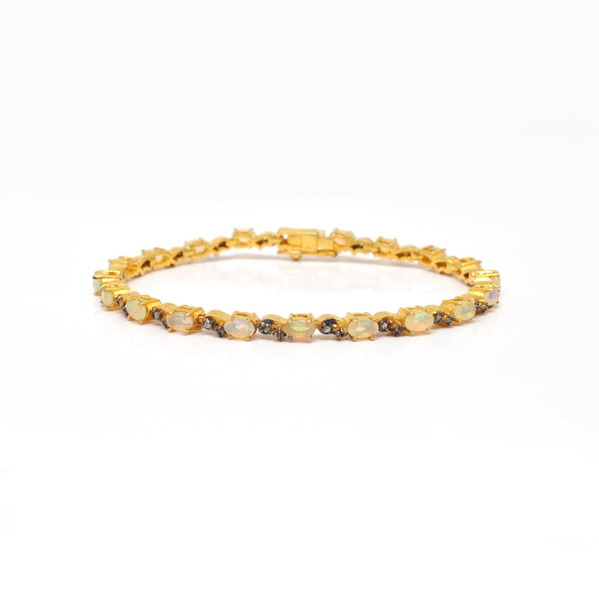 Opal Diamond Tennis Bracelet Bracelet Birthstone Jewelry - Kanish