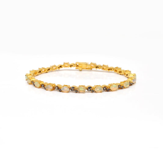 Opal Diamond Tennis Bracelet Bracelet Birthstone Jewelry - Kanish