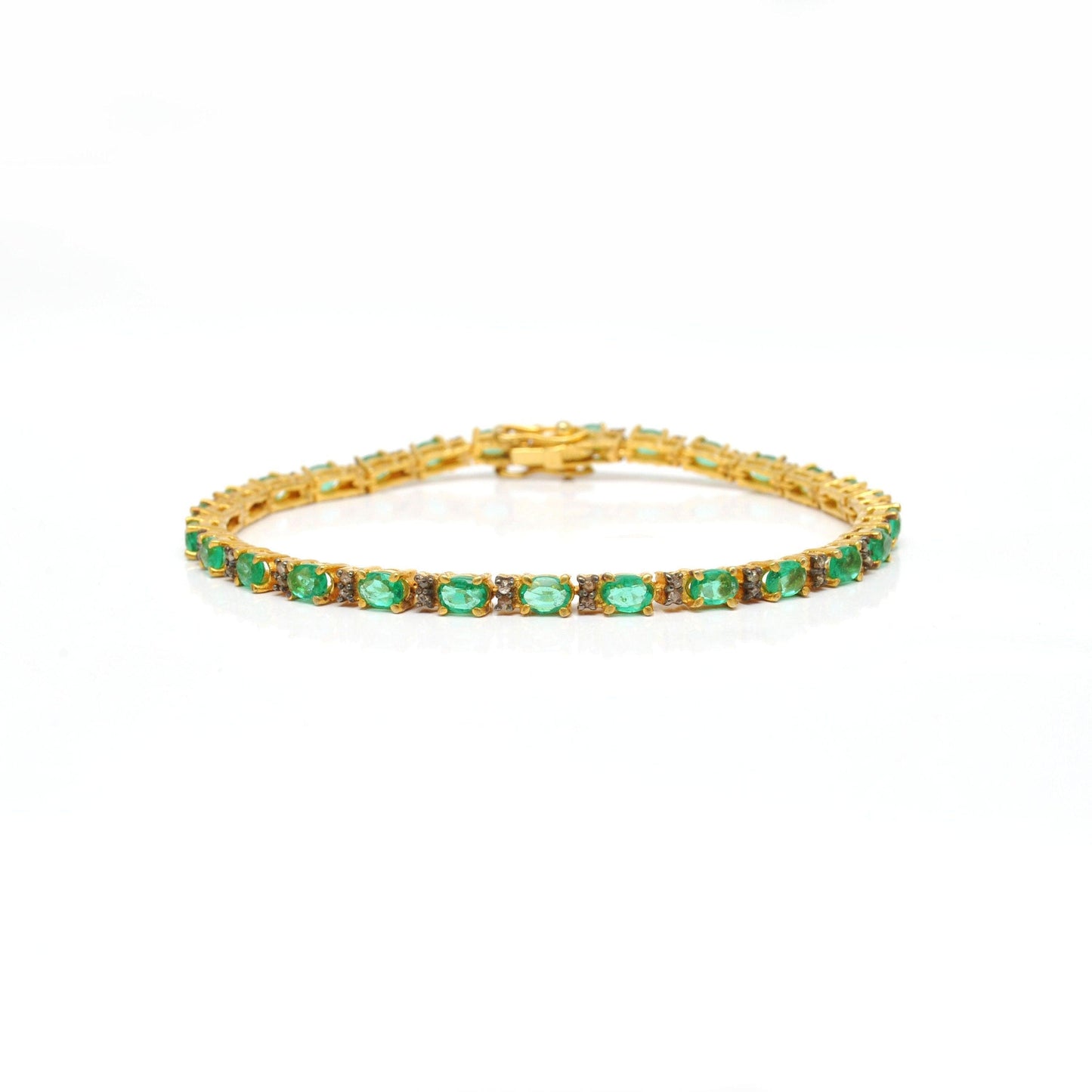 18K Gold Emerald Tennis Bracelet Diamond Gift For Her - Kanish
