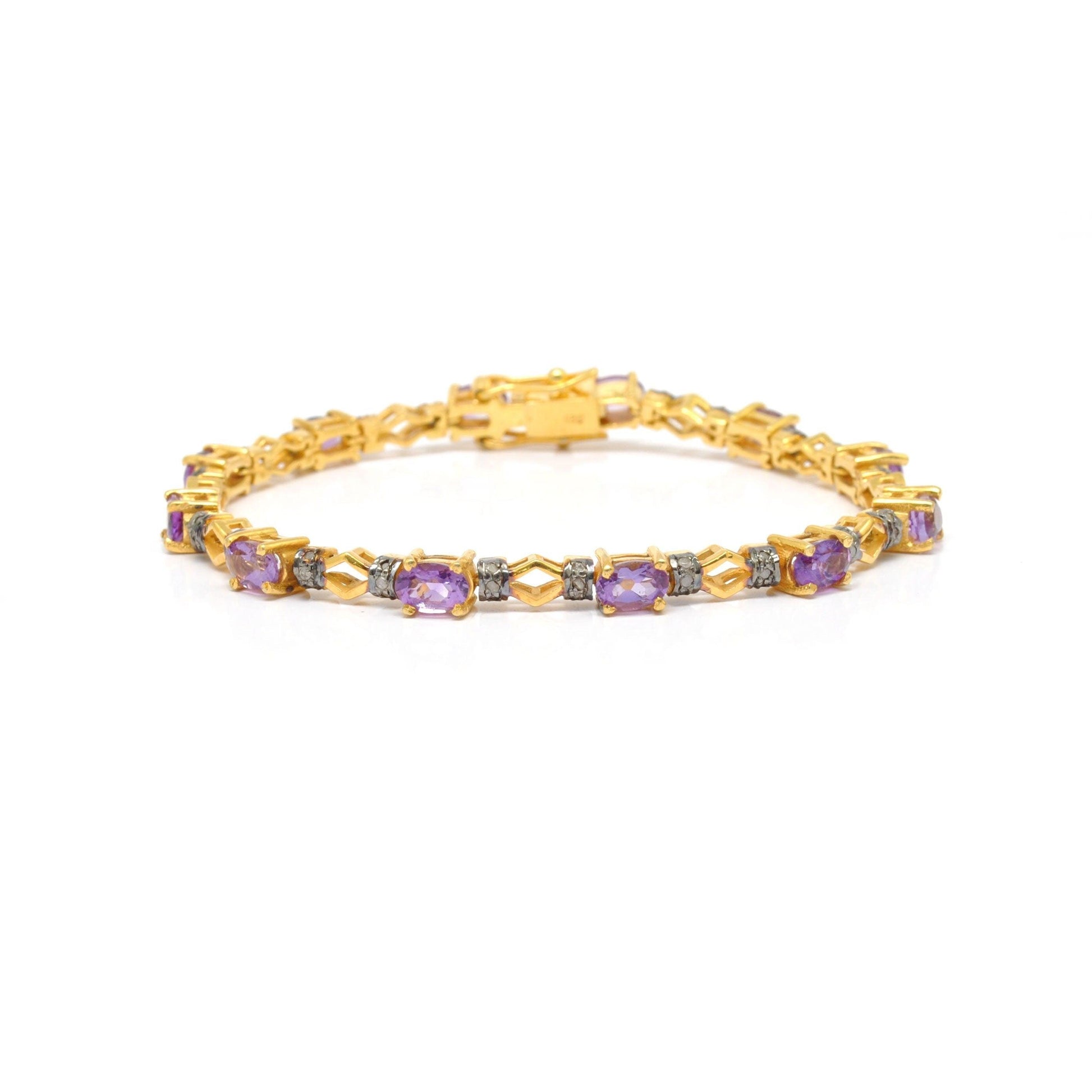 Victorian Amethyst Silver Bracelet Diamond Jewelry - Kanish