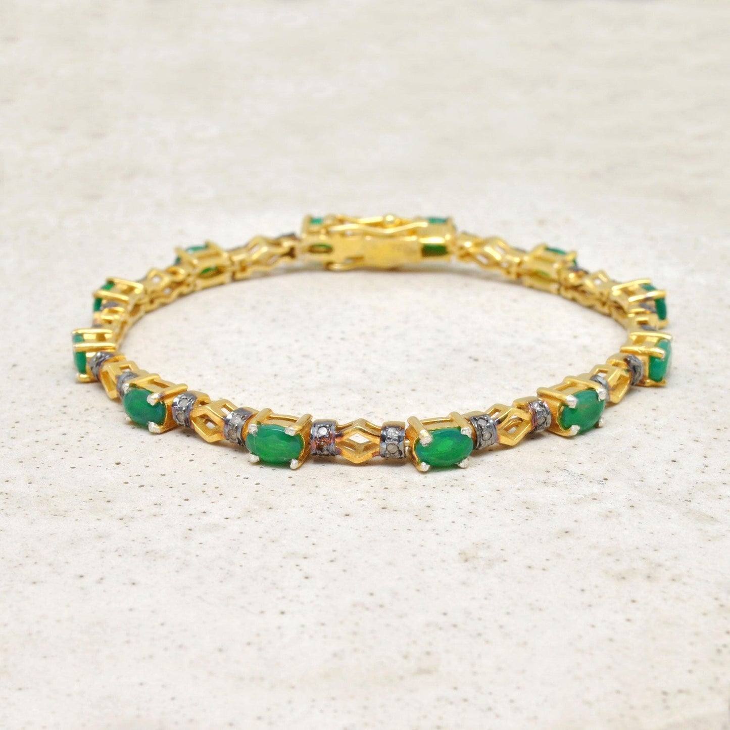 Diamond Emerald Sterling Silver Bracelet Gift For Her Kanish