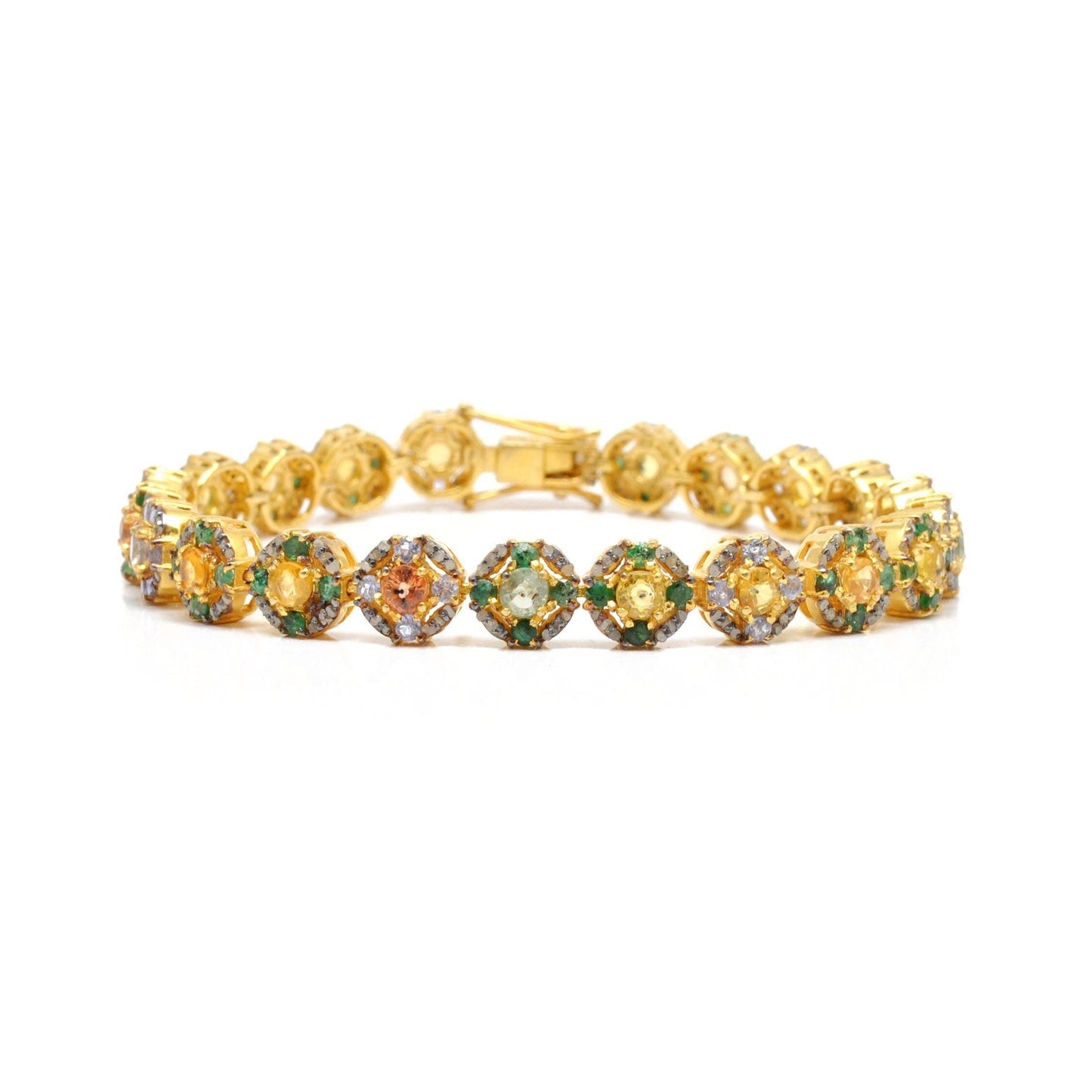 Victorian Diamond Multi Stone Silver Bracelet - Kanish