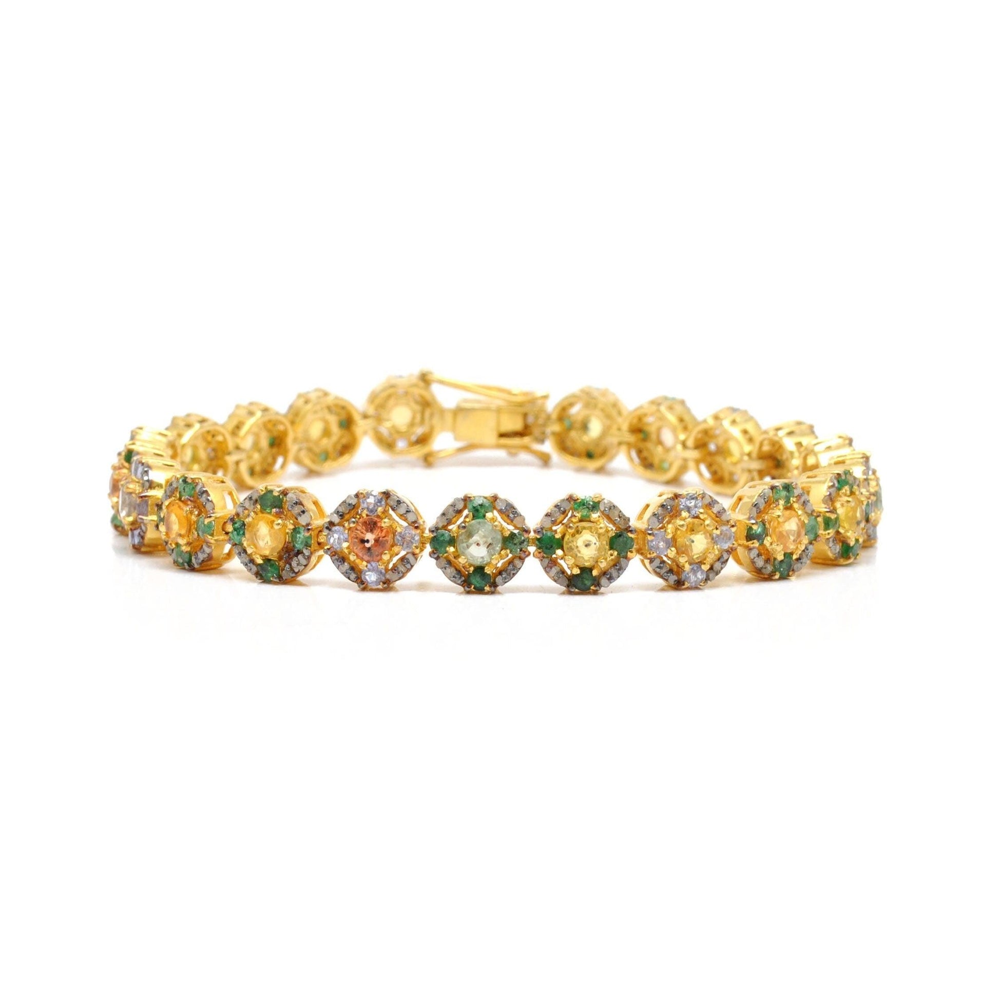 Victorian Diamond Multi Stone Silver Bracelet - Kanish