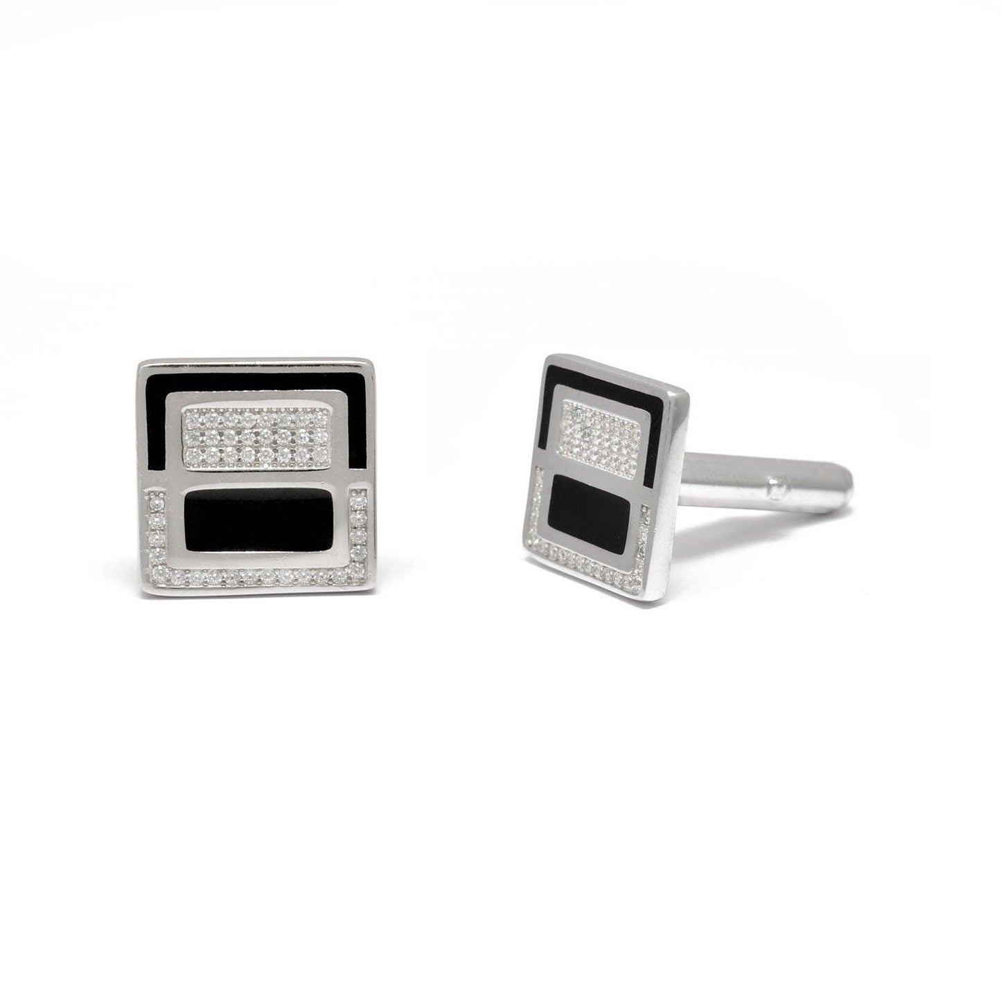 Sterling Silver Cufflinks with CZ Stones - Kanish