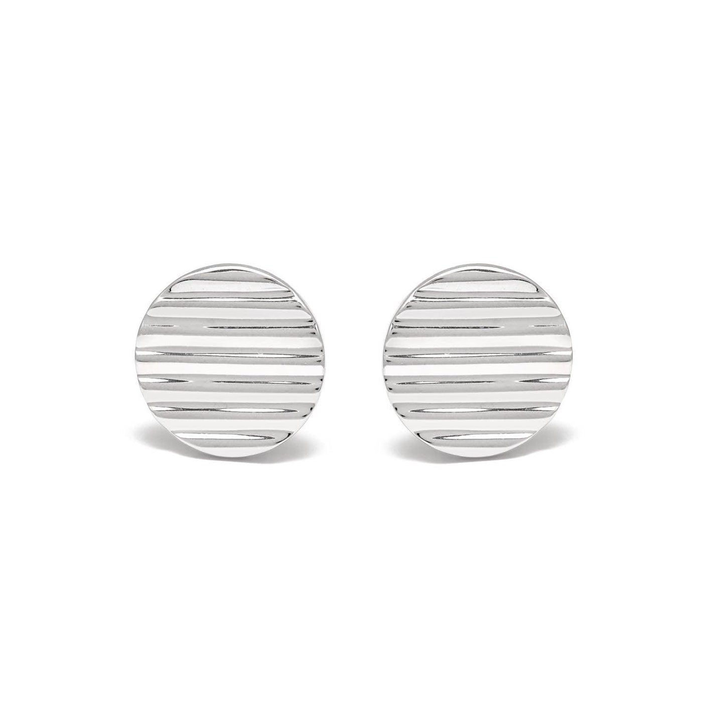 Round Striped Cufflink Silver Unisex Cufflinks Kanish