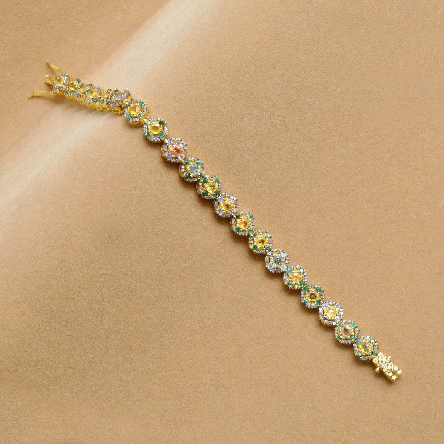 Victorian Diamond Multi Stone Silver Bracelet Kanish