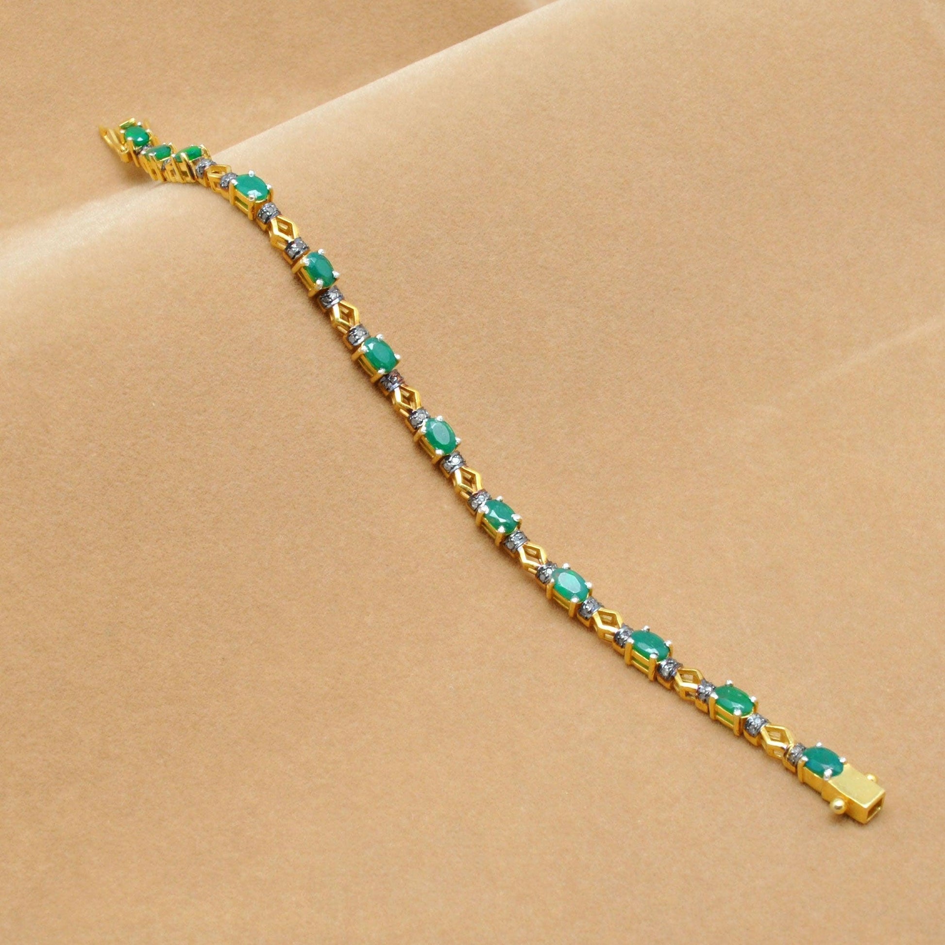 Diamond Emerald Sterling Silver Bracelet Gift For Her Kanish