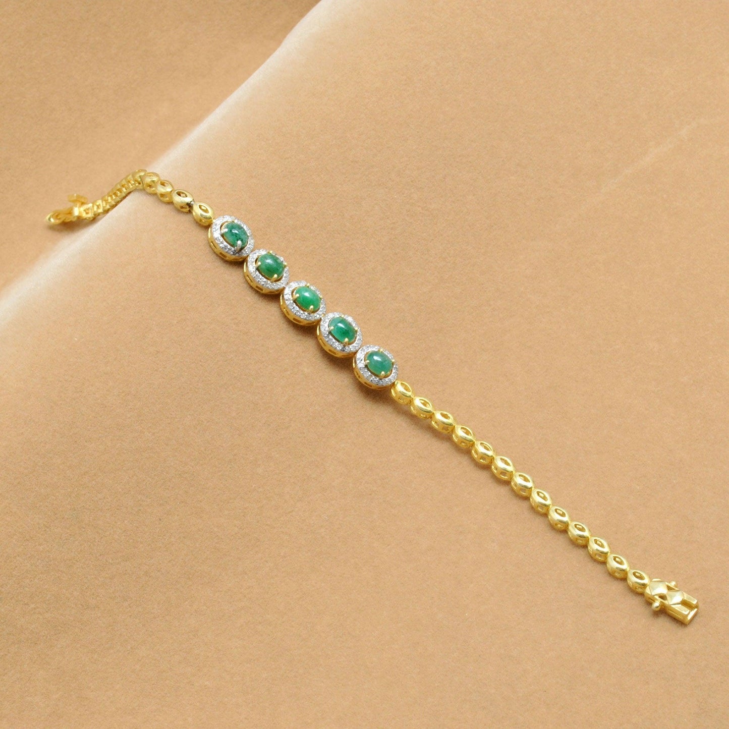 Diamond With Natural Emerald Bracelet Jewelry Kanish