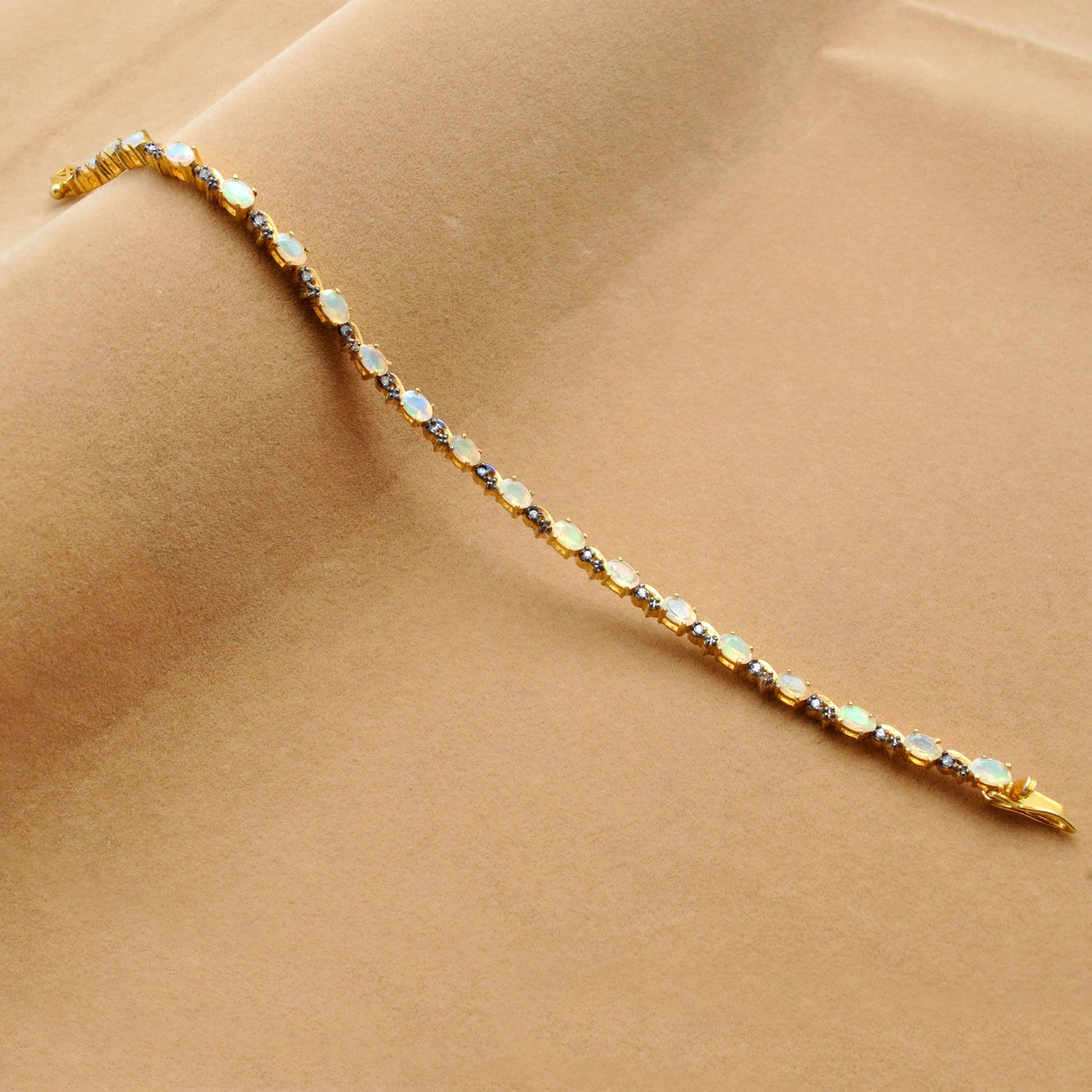 Opal Diamond Tennis Bracelet Bracelet Birthstone Jewelry Kanish