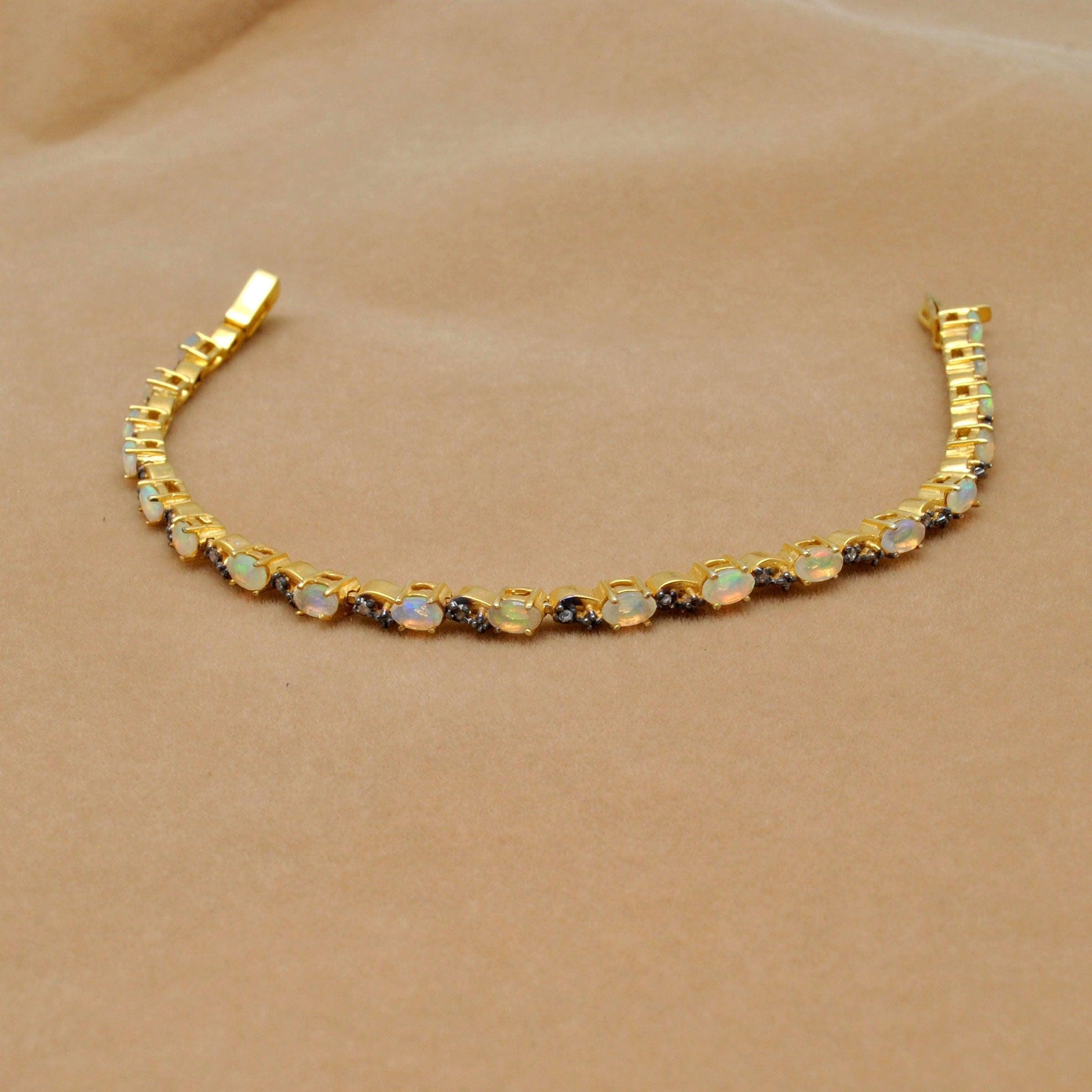 Opal Diamond Tennis Bracelet Bracelet Birthstone Jewelry Kanish