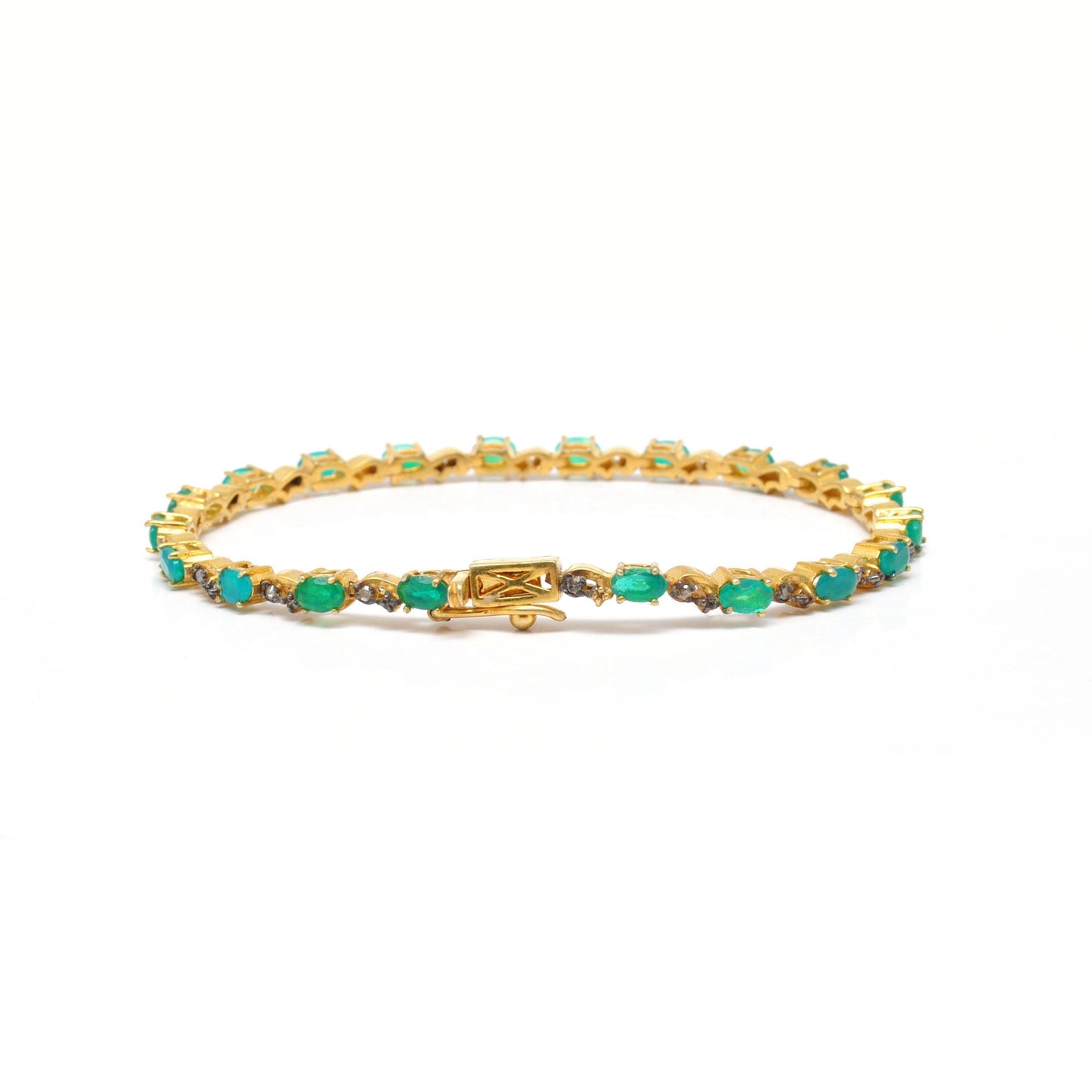 18k Gold Green Opal Bracelet Diamond Jewelry Kanish
