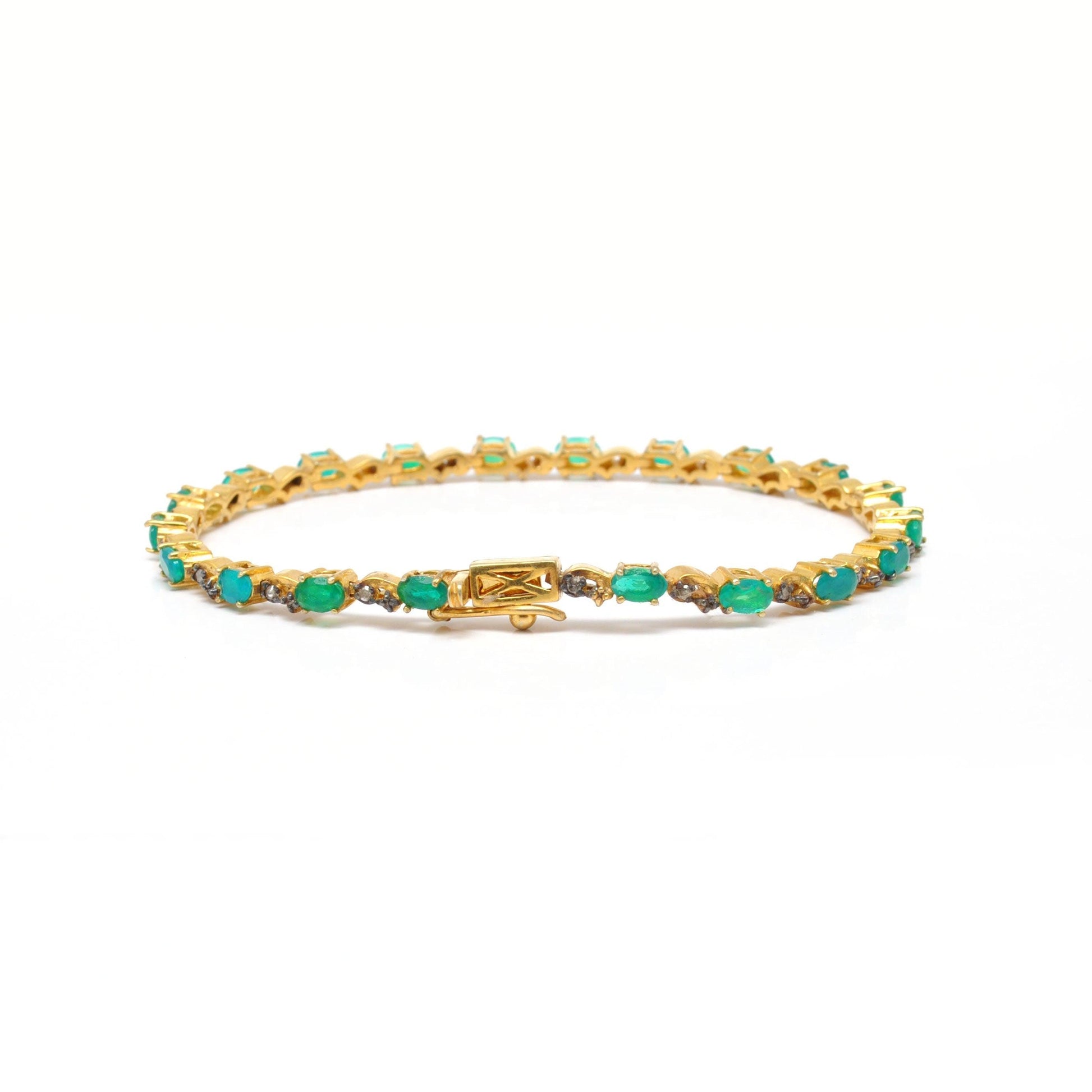 18k Gold Green Opal Bracelet Diamond Jewelry Kanish