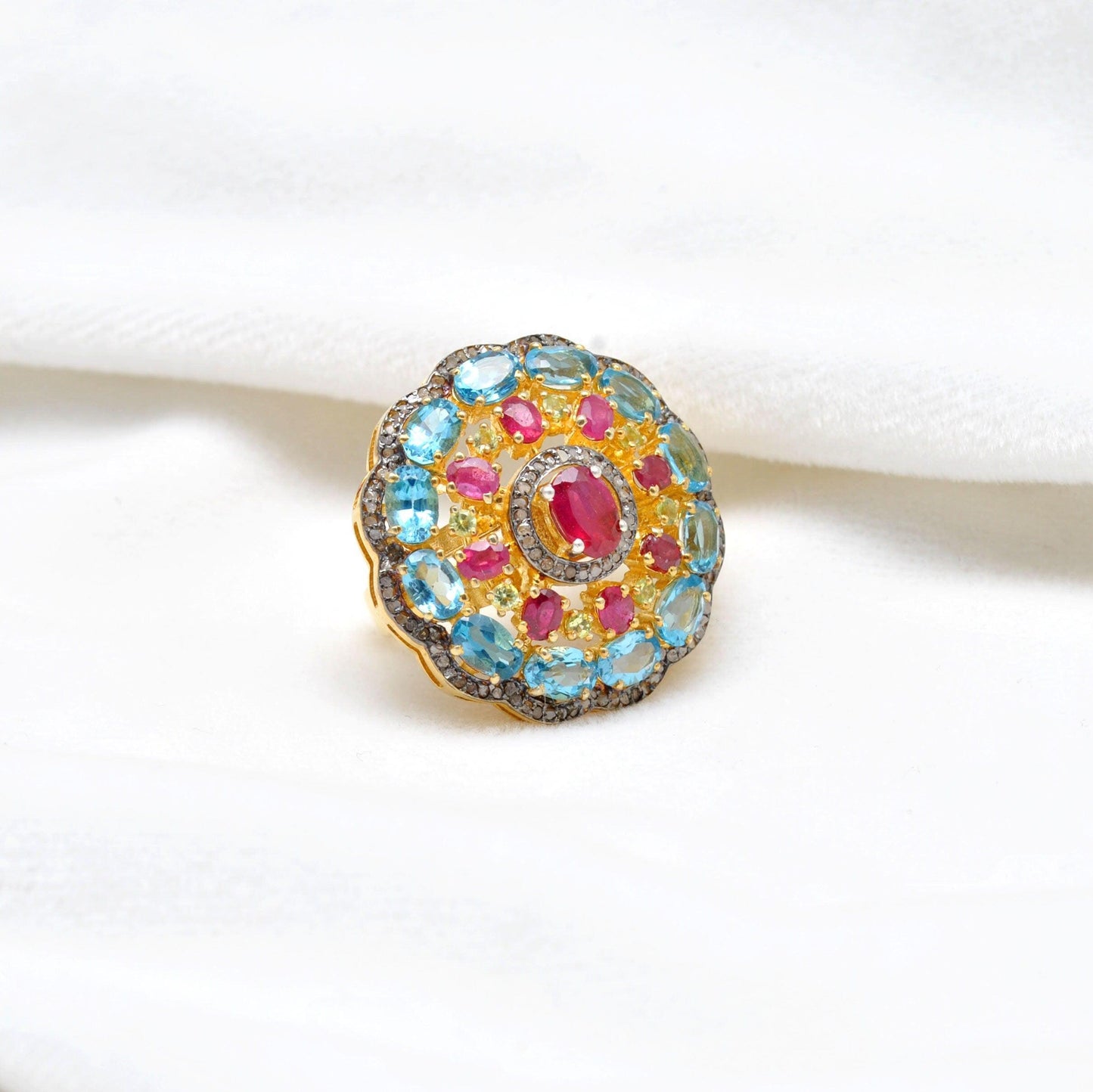 Victorian Ruby Ring Blue Topaz Jewelry Kanish