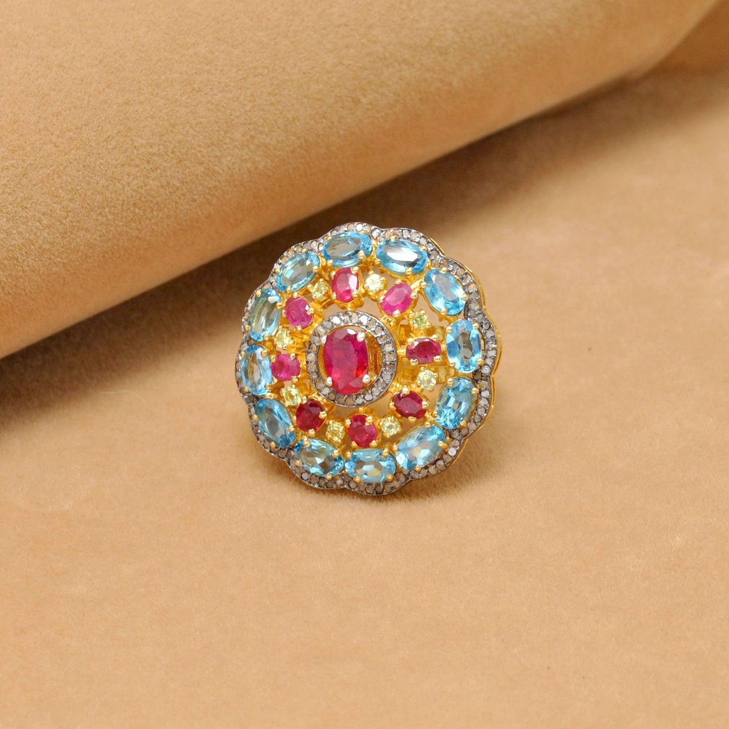 Victorian Ruby Ring Blue Topaz Jewelry Kanish