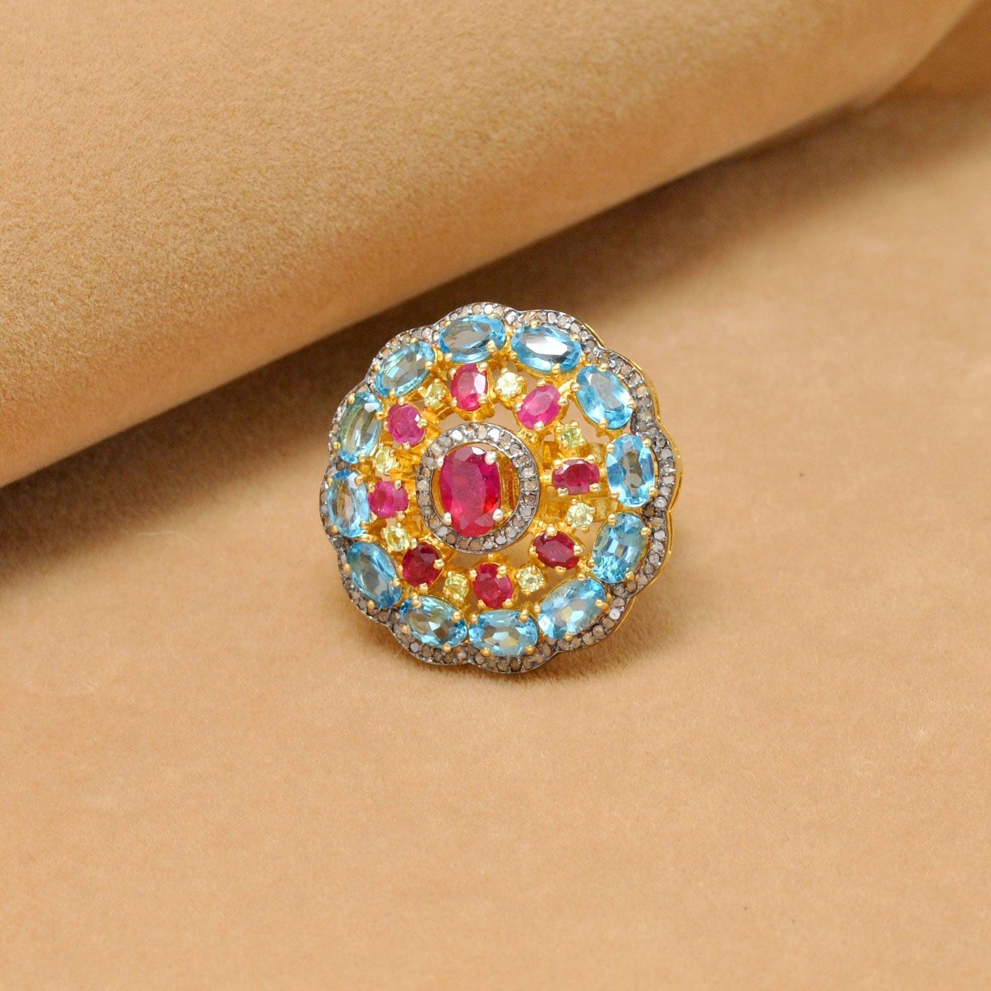Victorian Ruby Ring Blue Topaz Jewelry Kanish