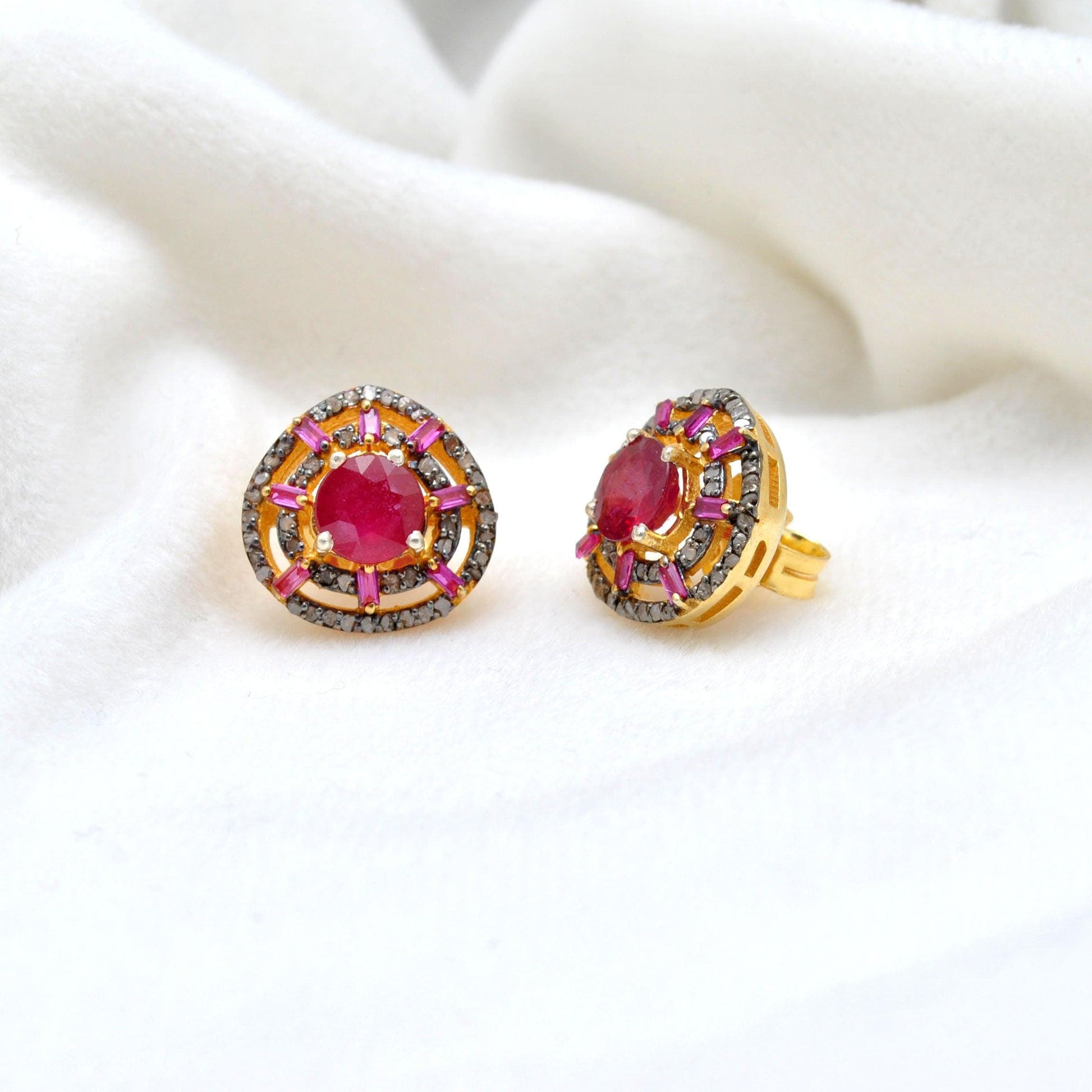 Ruby Diamond Stud Earring Jewelry Kanish