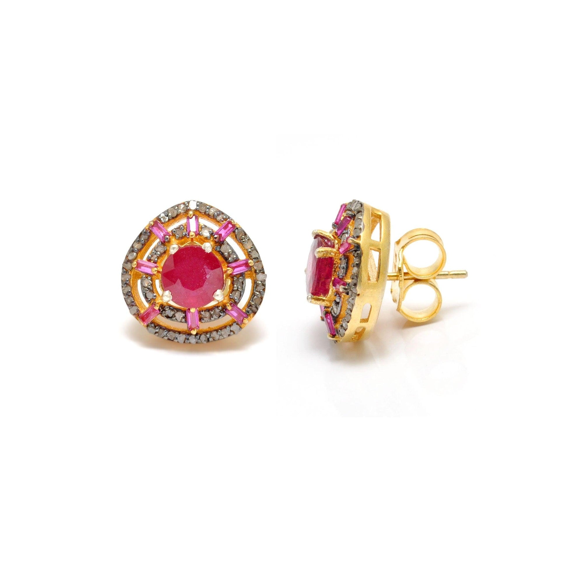 Ruby Diamond Stud Earring Jewelry Kanish
