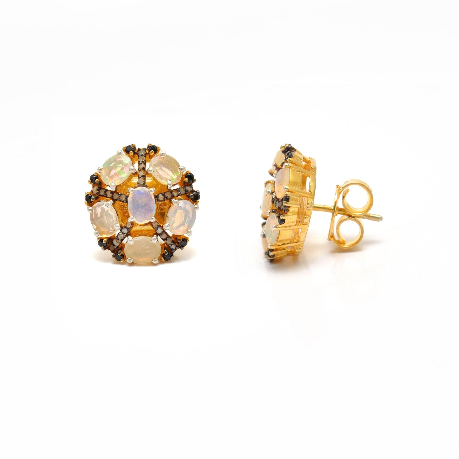 Victorian Opal Diamond Earring Jewelry Stud Kanish