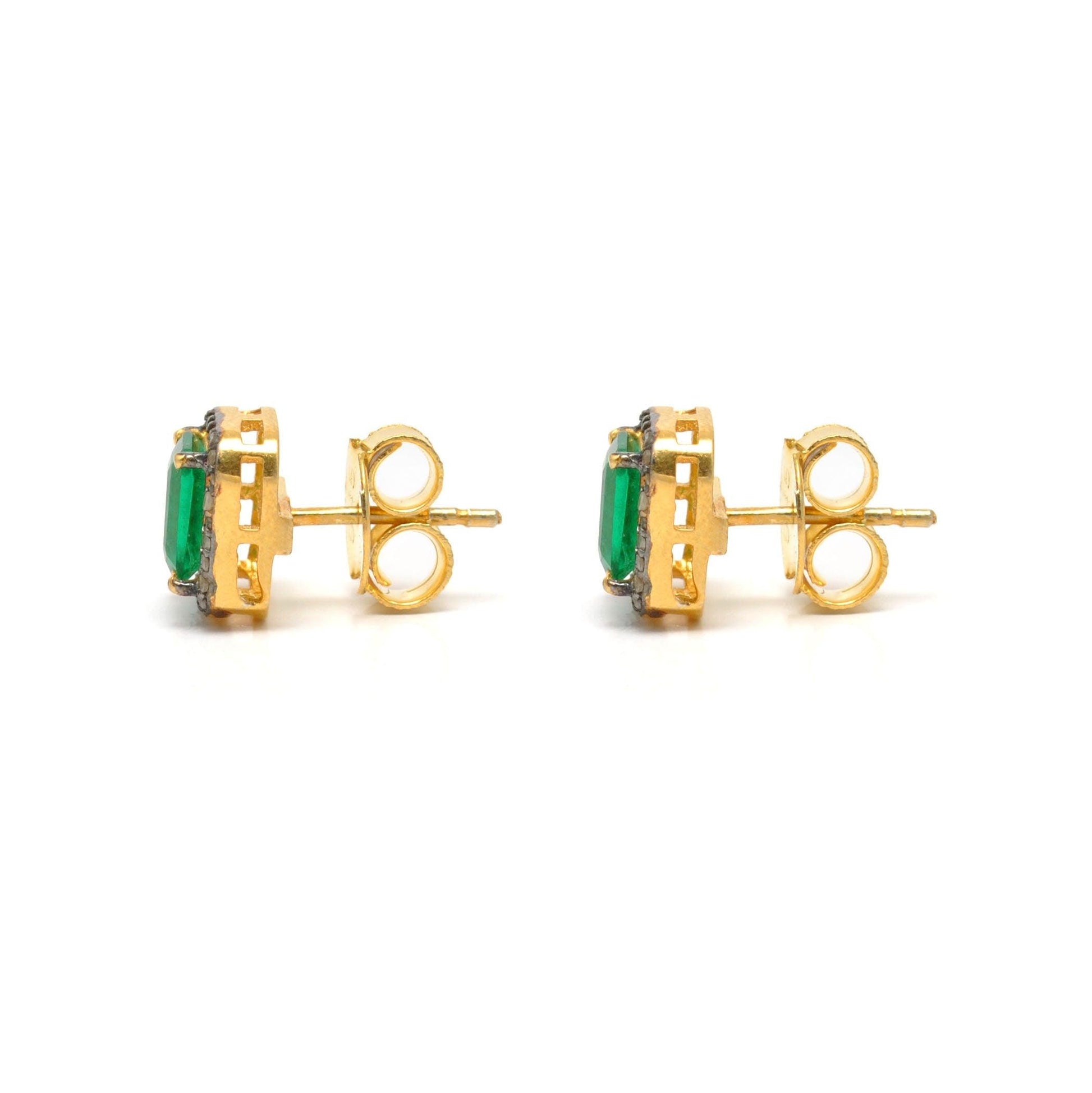 Emerald diamond studs Jewelry Kanish