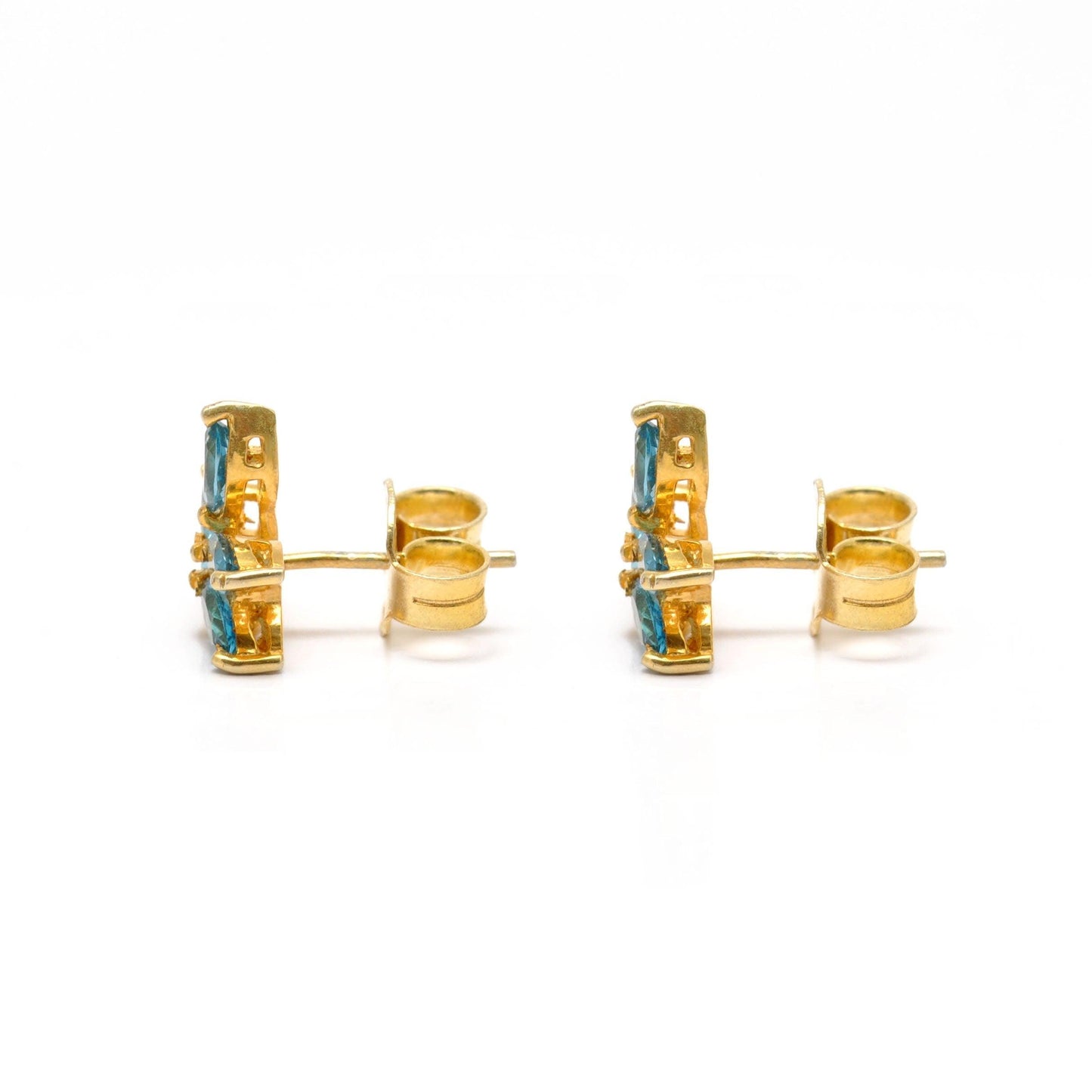 Natural Blue Topaz Stud Earring Silver Jewelry Kanish