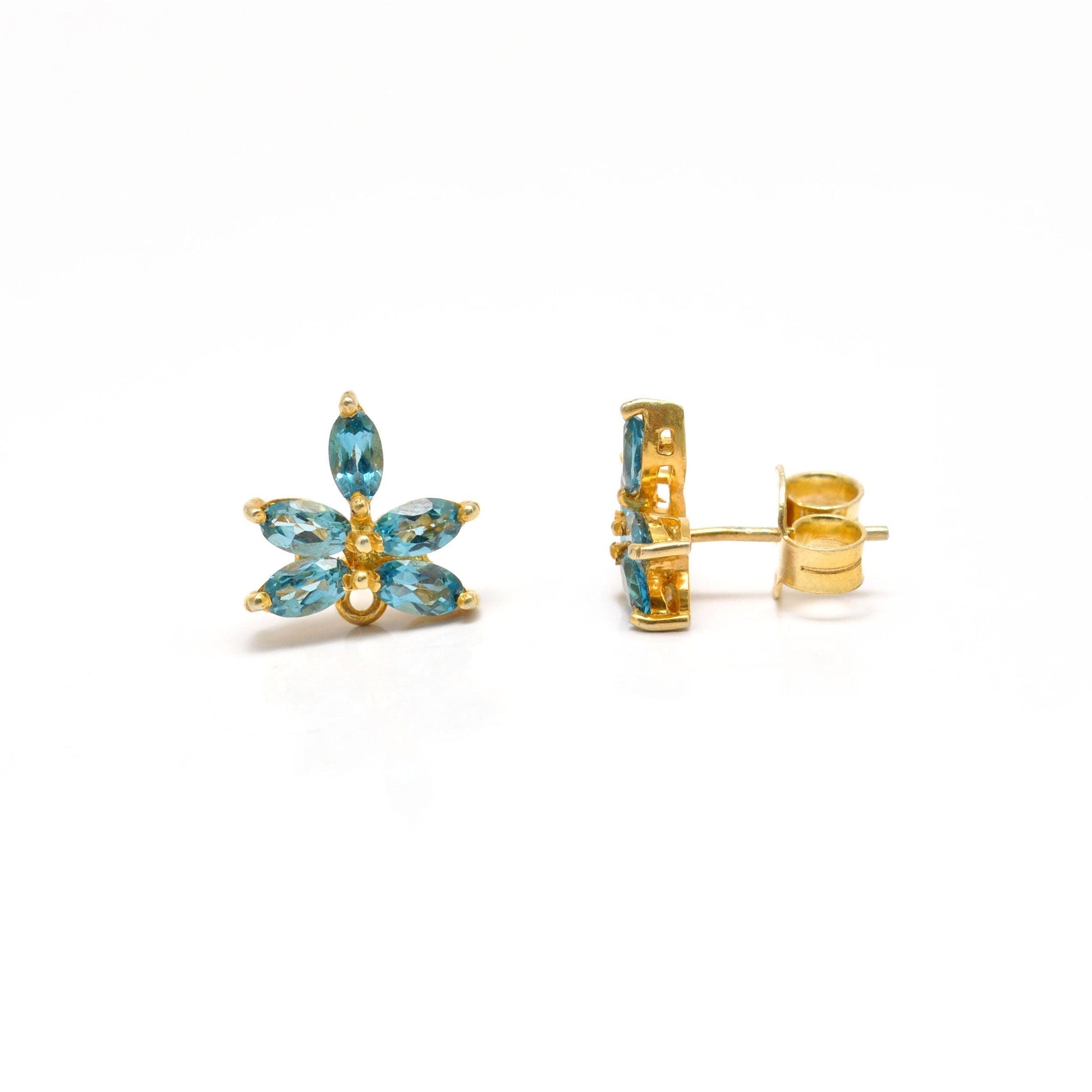 Natural Blue Topaz Stud Earring Silver Jewelry Kanish
