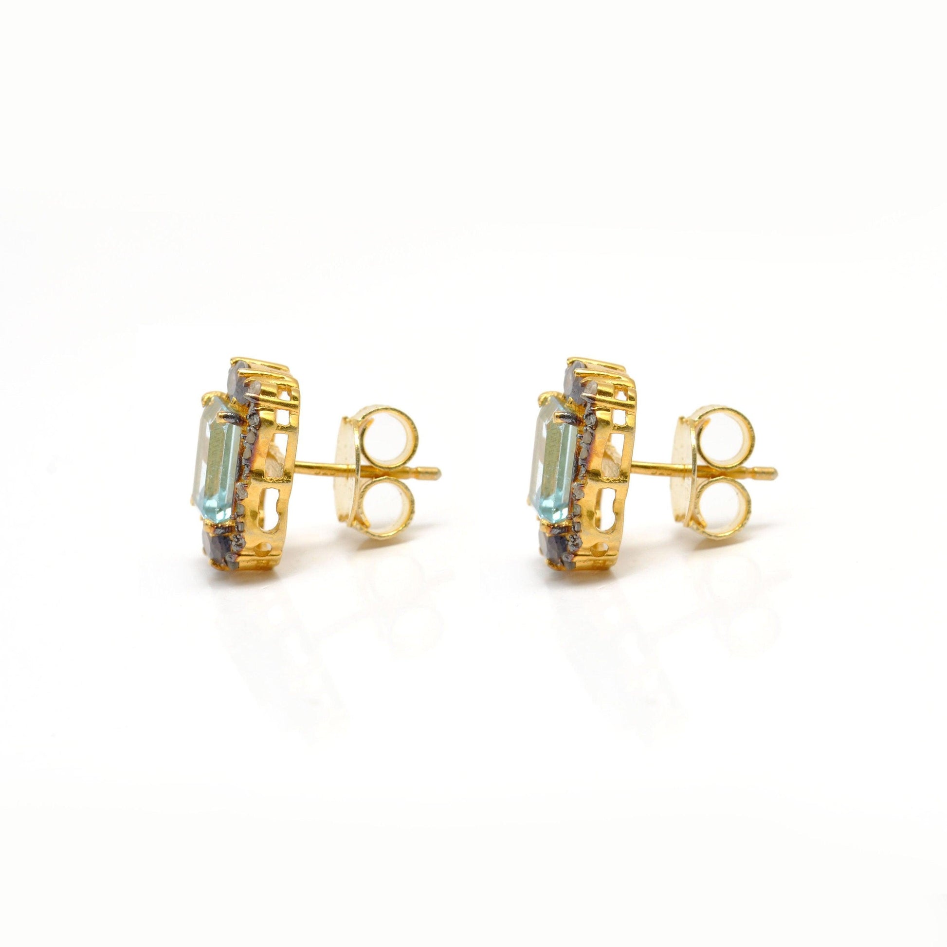 Blue Topaz Diamond Earrings Stud Earring Kanish