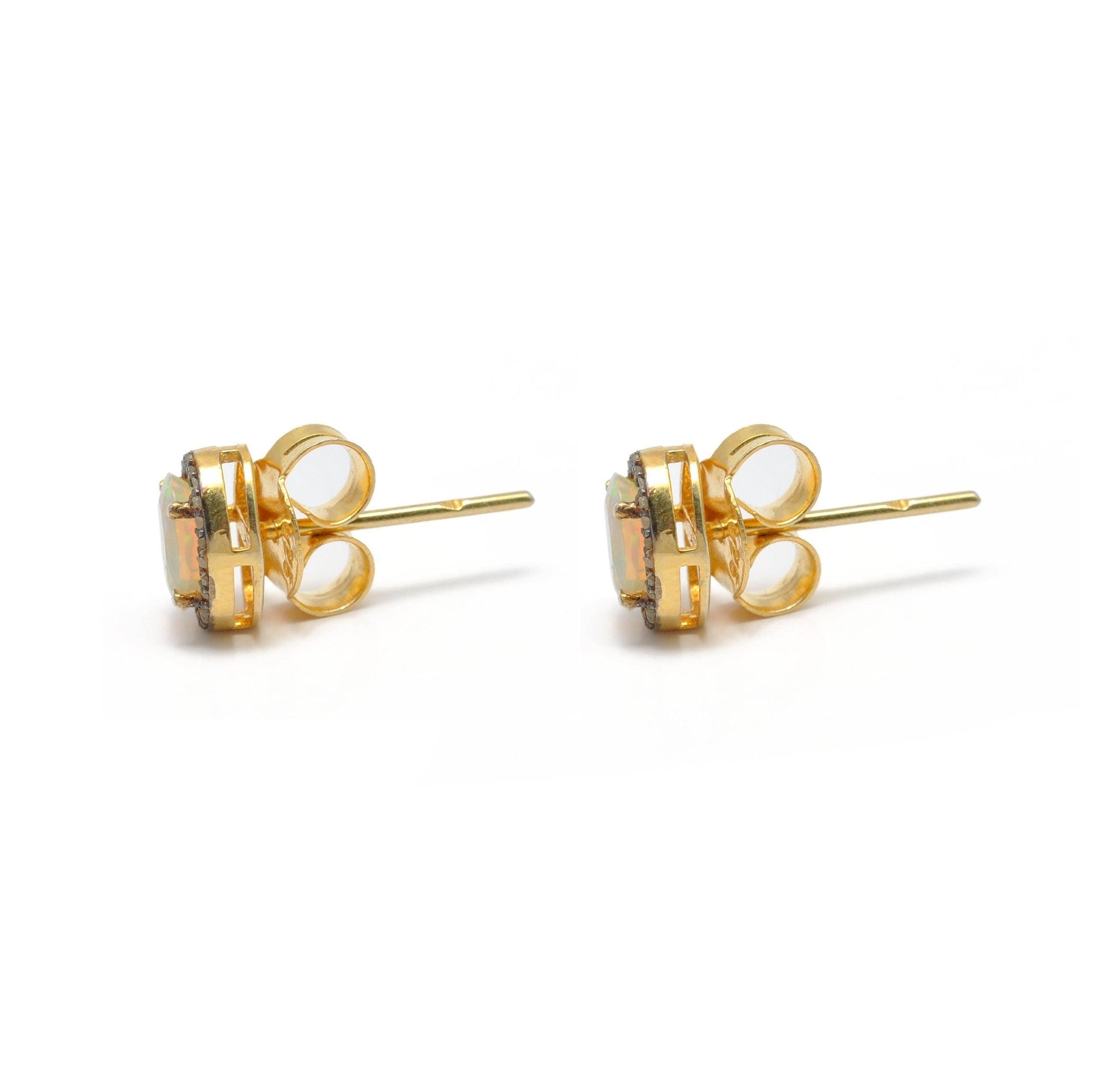 Ethiopian Opal Diamond Stud Earring Gift For Her Kanish