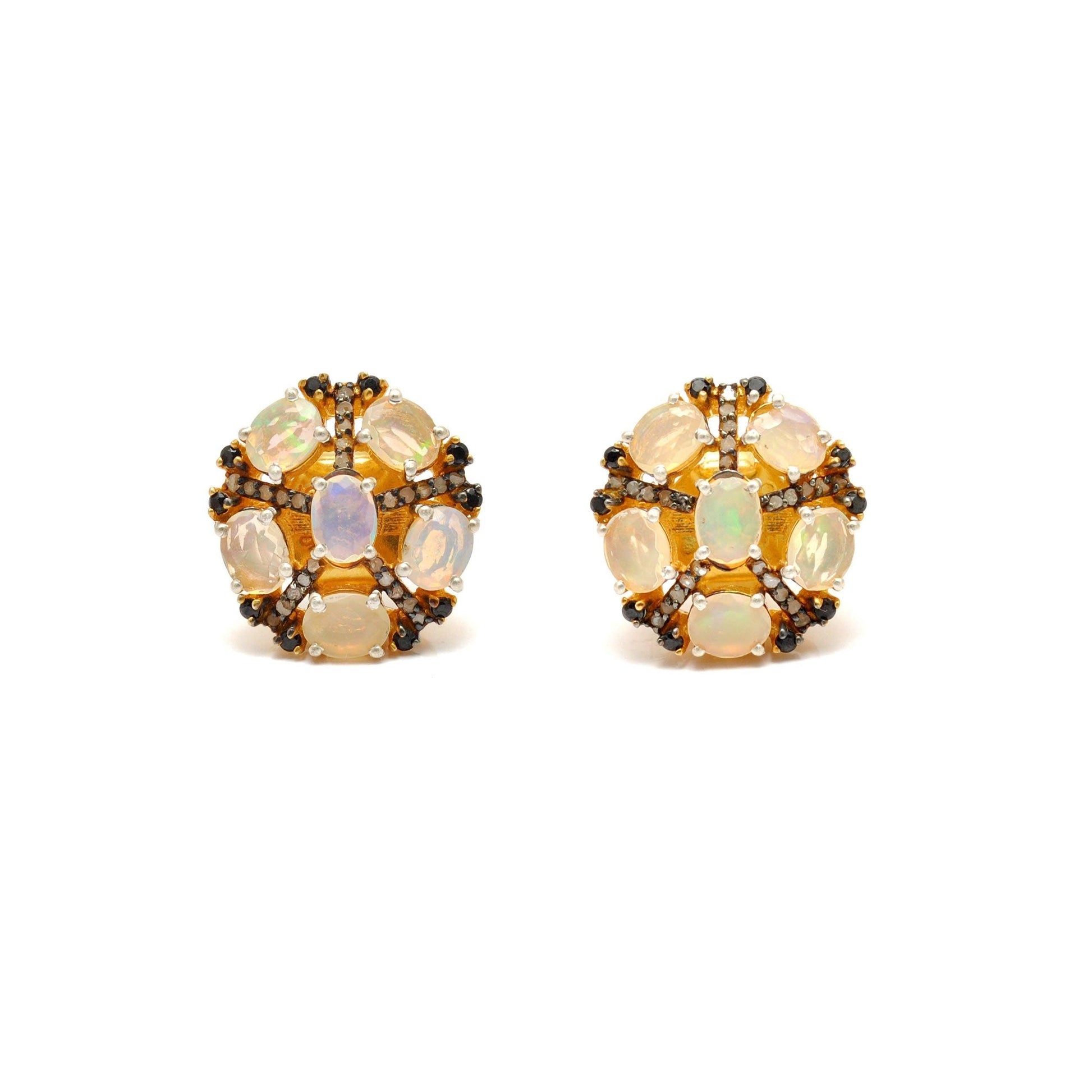 Victorian Opal Diamond Earring Jewelry Stud - Kanish