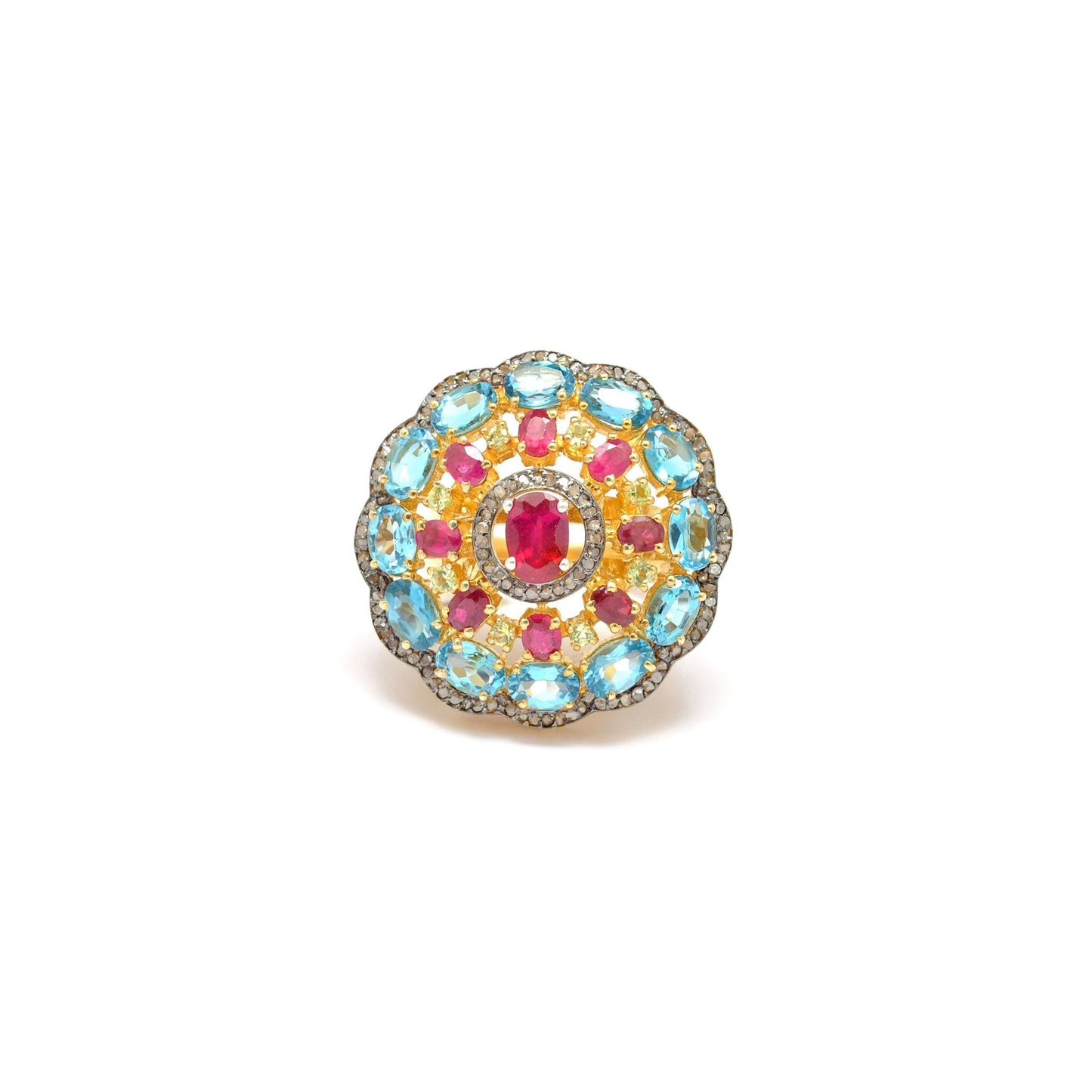 Victorian Ruby Ring Blue Topaz Jewelry - Kanish