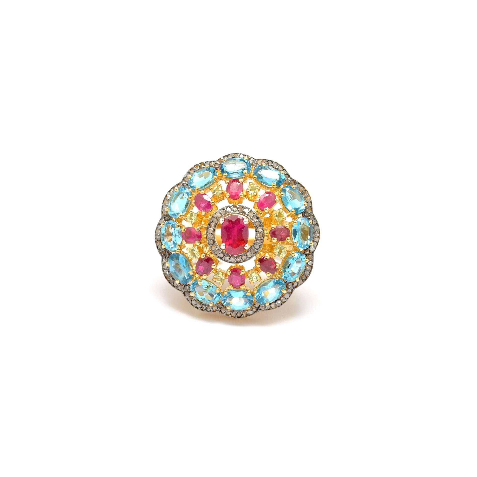 Victorian Ruby Ring Blue Topaz Jewelry - Kanish