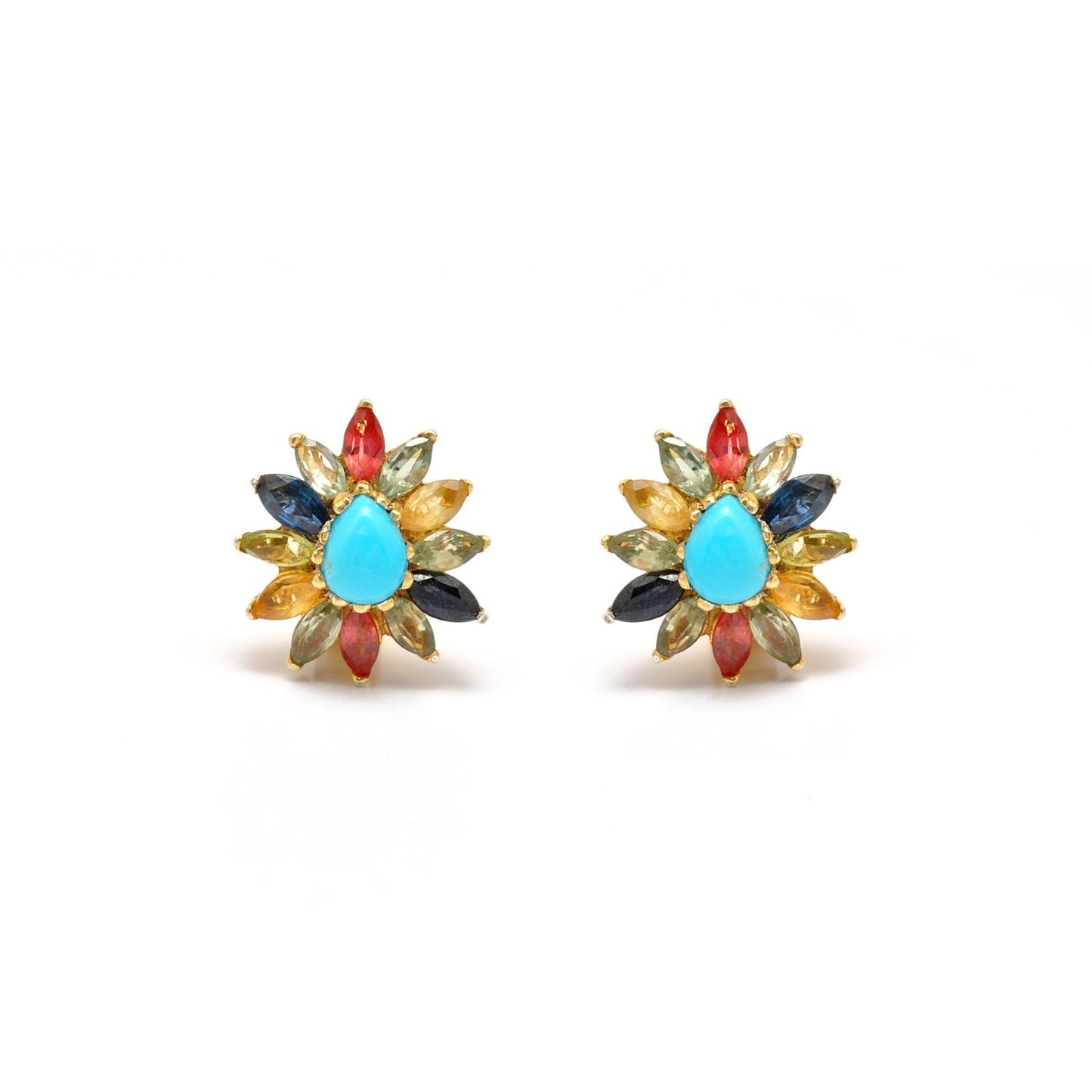 Natural Turquoise Multi Stone Stud Earring Kanish