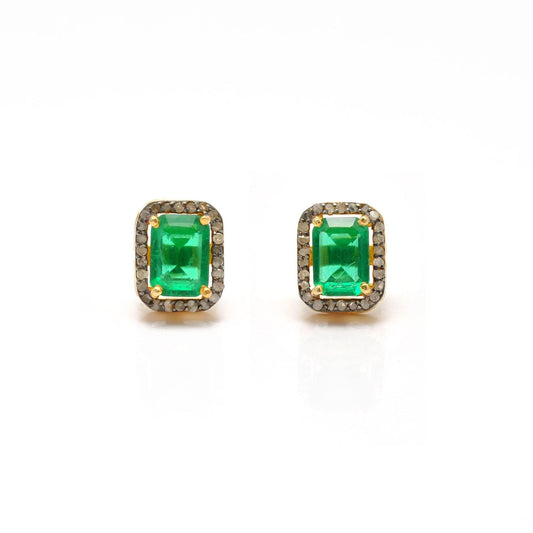 Emerald diamond studs Jewelry - Kanish