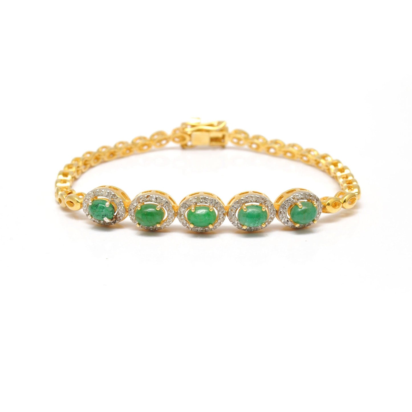 Diamond With Natural Emerald Bracelet Jewelry - Kanish