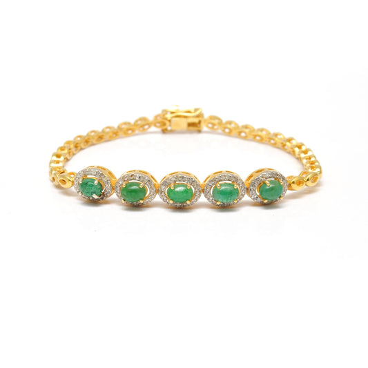 Diamond With Natural Emerald Bracelet Jewelry - Kanish