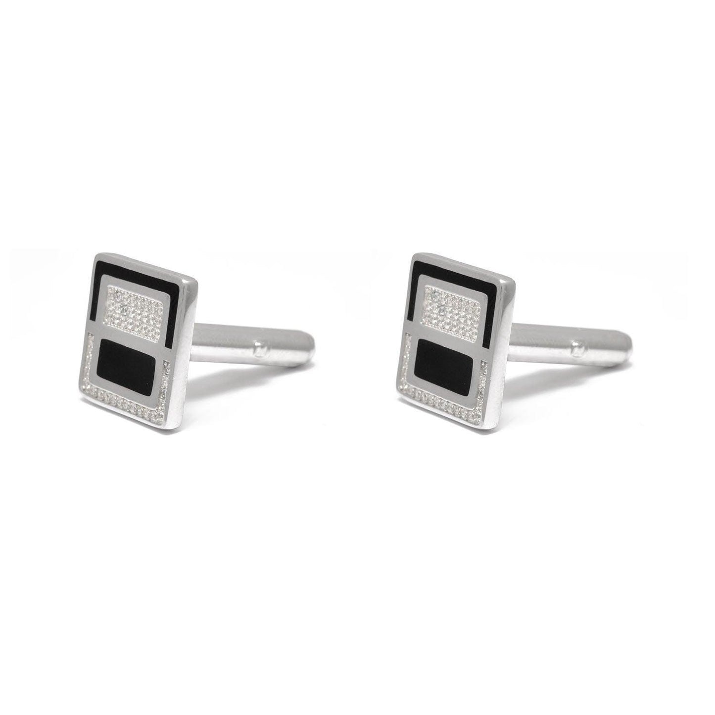 Sterling Silver Cufflinks with CZ Stones Kanish