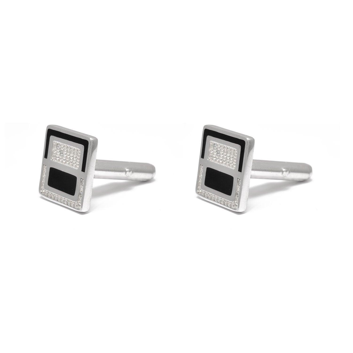 Sterling Silver Cufflinks with CZ Stones Kanish